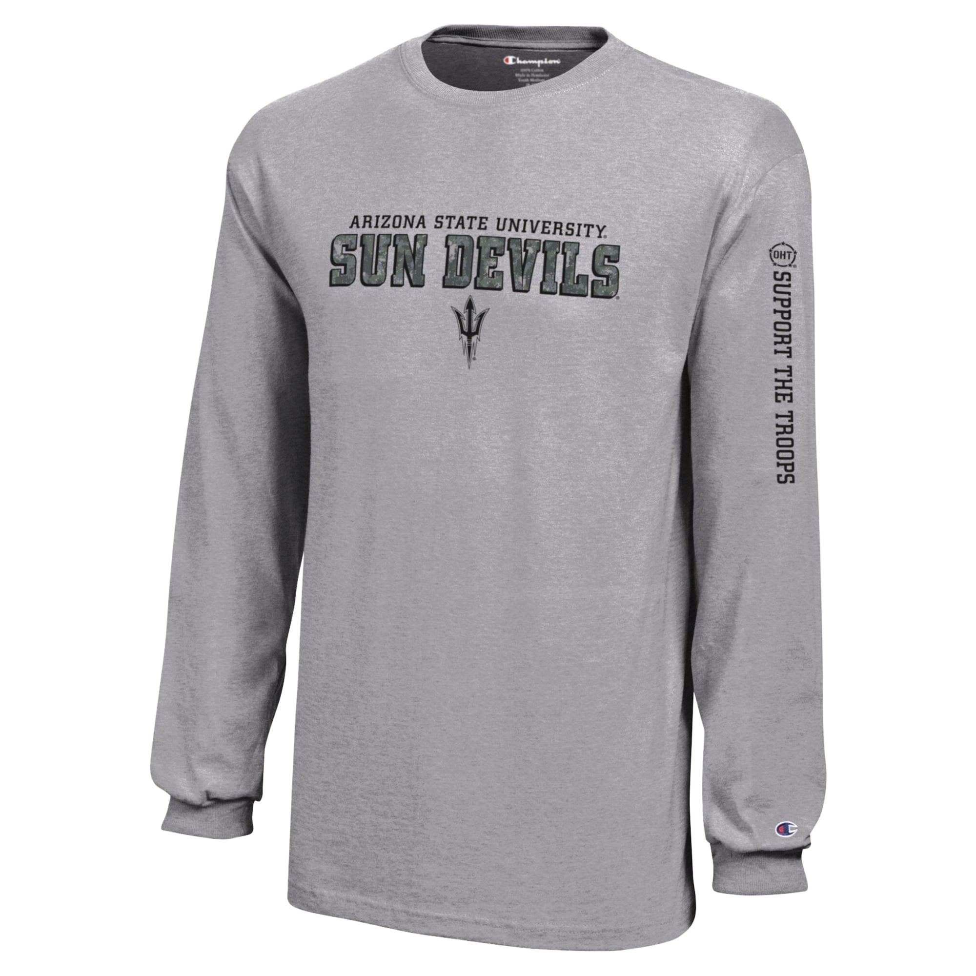 T-shirt à manches longues Youth Champion Heather Gray Arizona State Sun Devils Operation Hat Trick