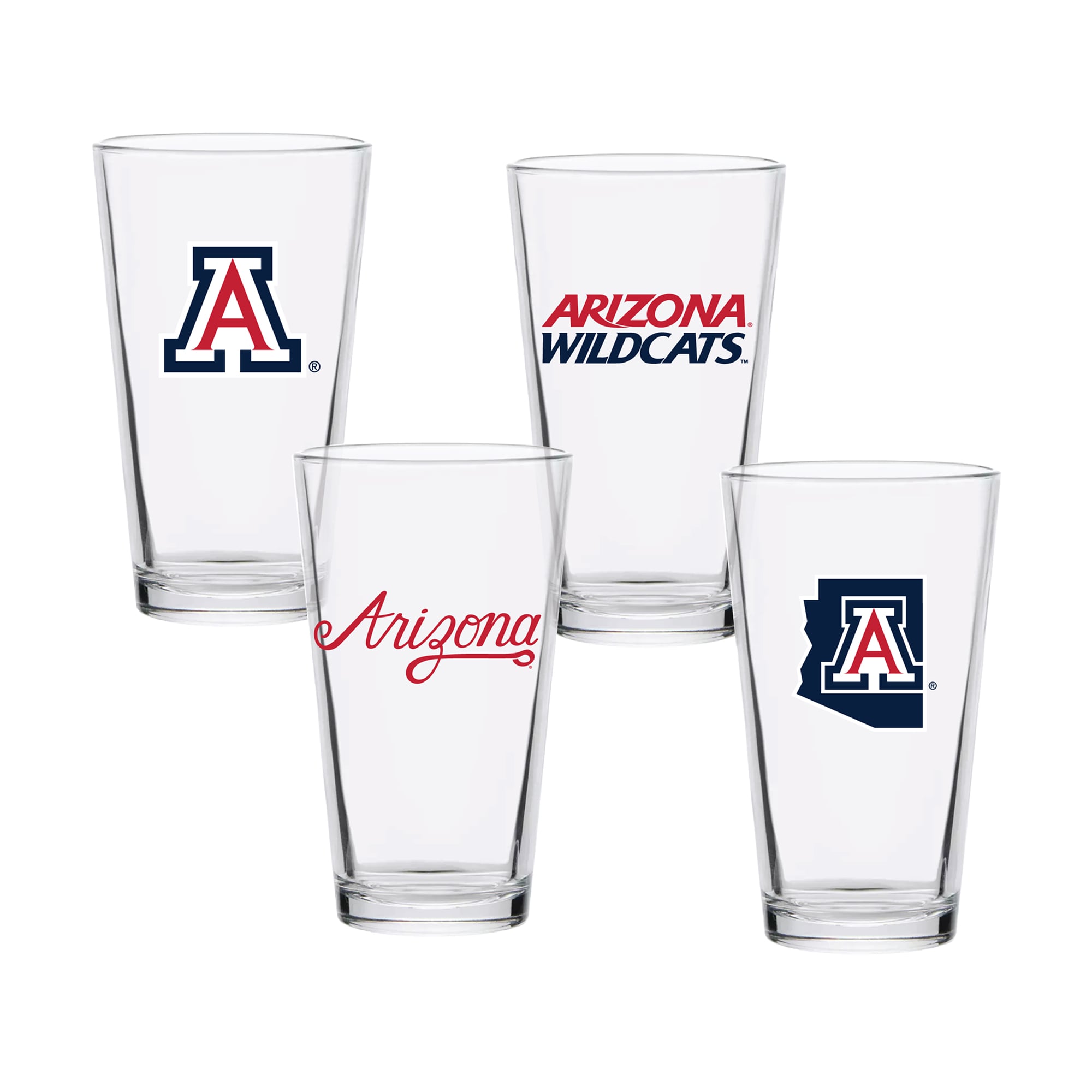 Ensemble de quatre verres à bière de collection Arizona Wildcats de 473 ml (16 oz).