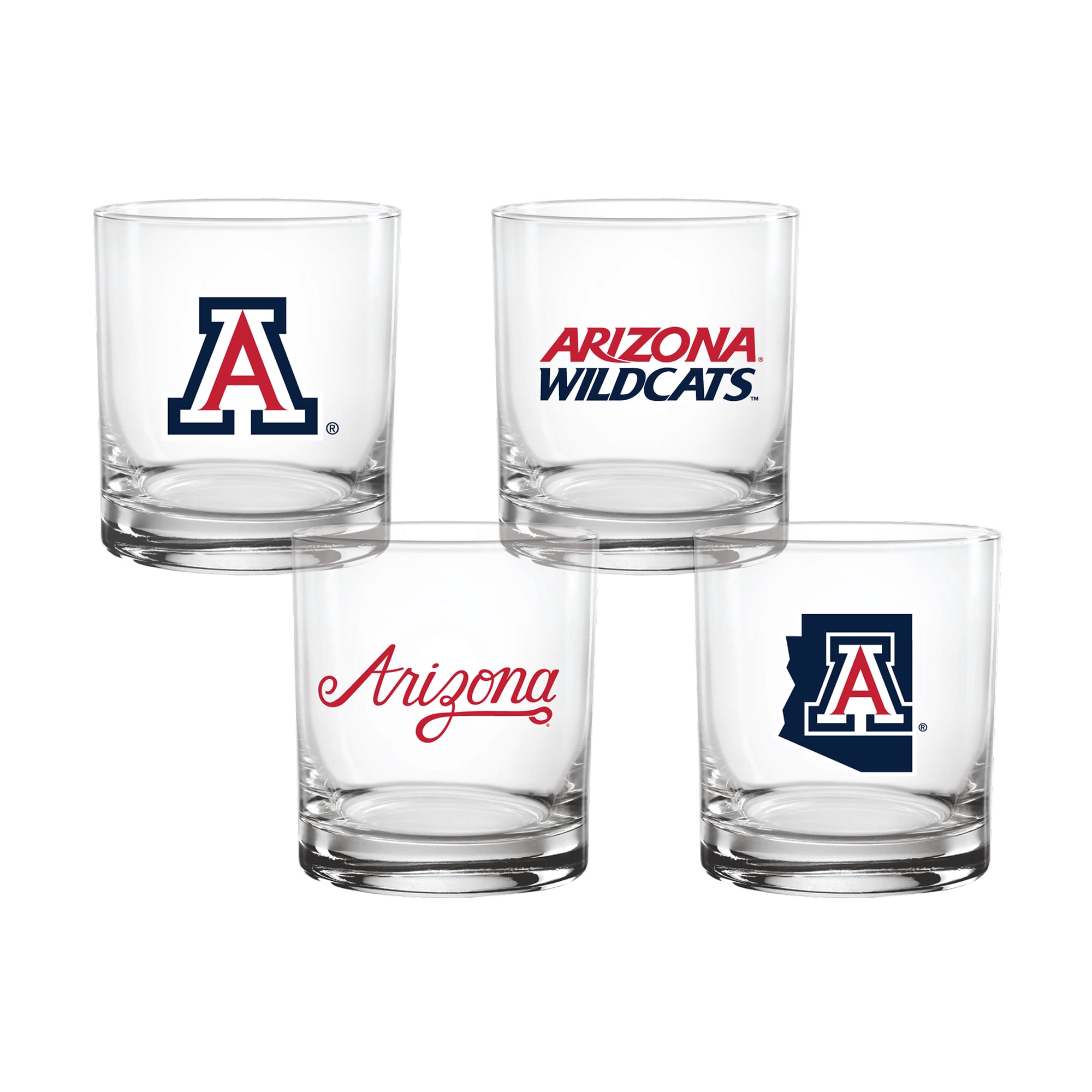 Coffret de 4 verres à whisky de collection Indigo Falls Arizona Wildcats