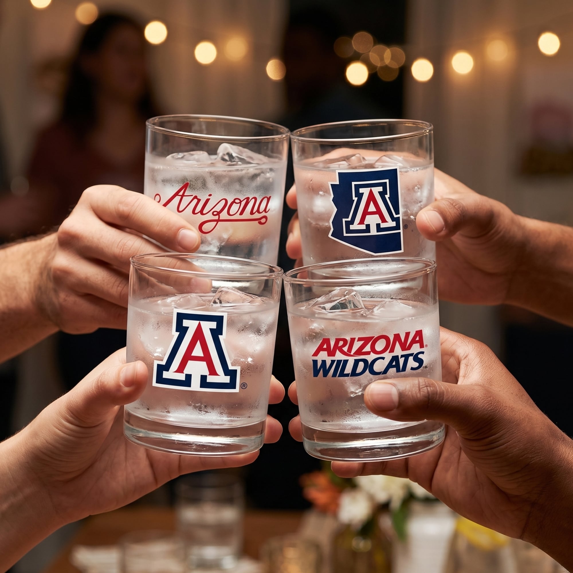 Coffret de 4 verres à whisky de collection Indigo Falls Arizona Wildcats