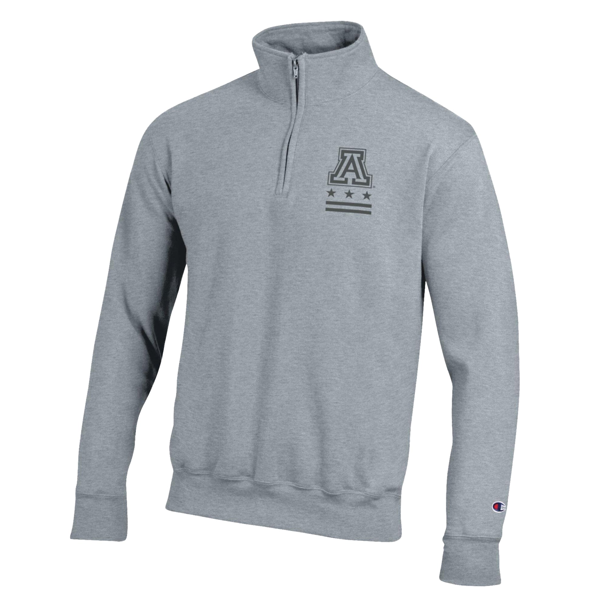 Pull-over à col zippé Champion Heather Gray Arizona Wildcats Operation Hat Trick Flag en polaire Powerblend pour homme