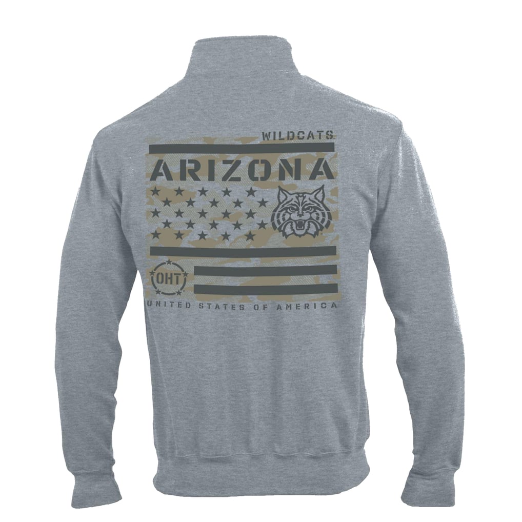  Arizona Wildcats Champion Operation Hat Trick Flag Powerblend Fleece Quarter-Zip Pullover - Heather Gray
