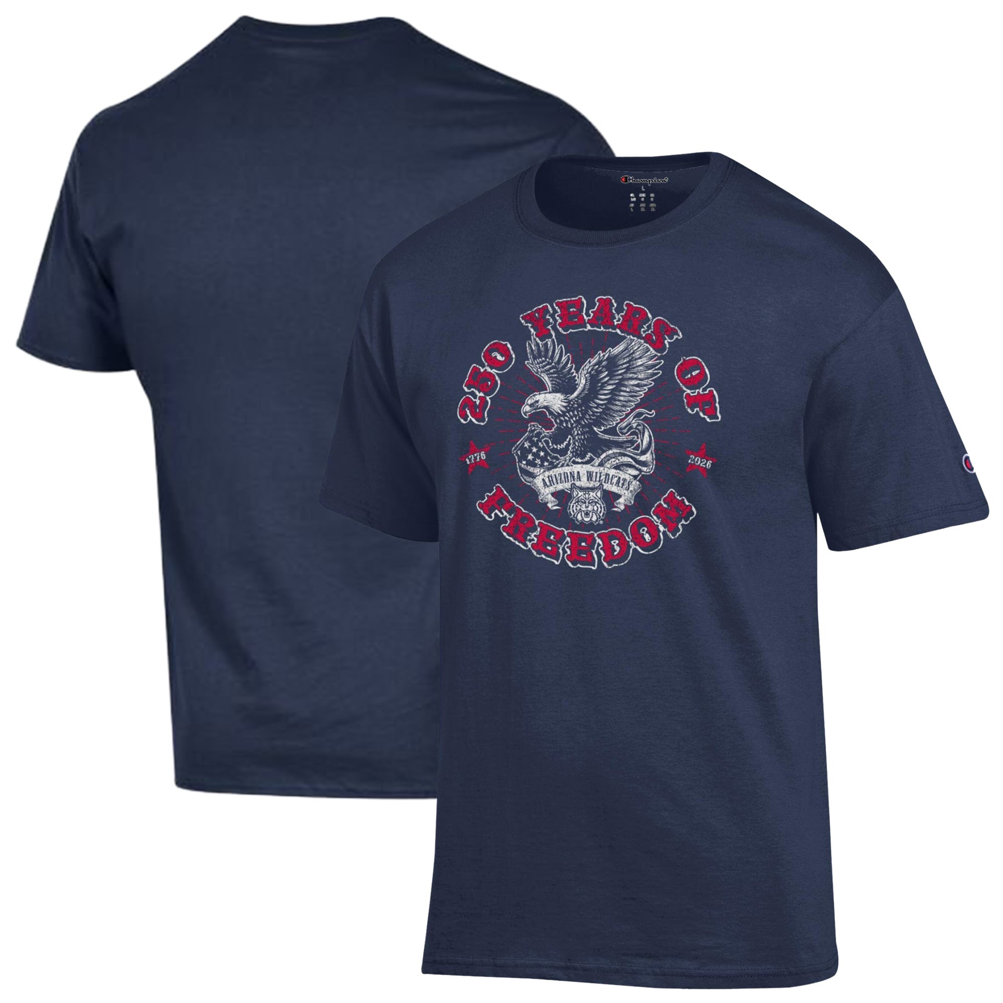 Men's Champion  Navy Arizona Wildcats Americana 250 Years of Freedom Tonal T-Shirt