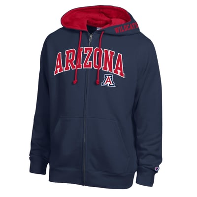 Arizona Wildcats Champion Arch Logo Full-Zip Fleece Hoodie - Navy