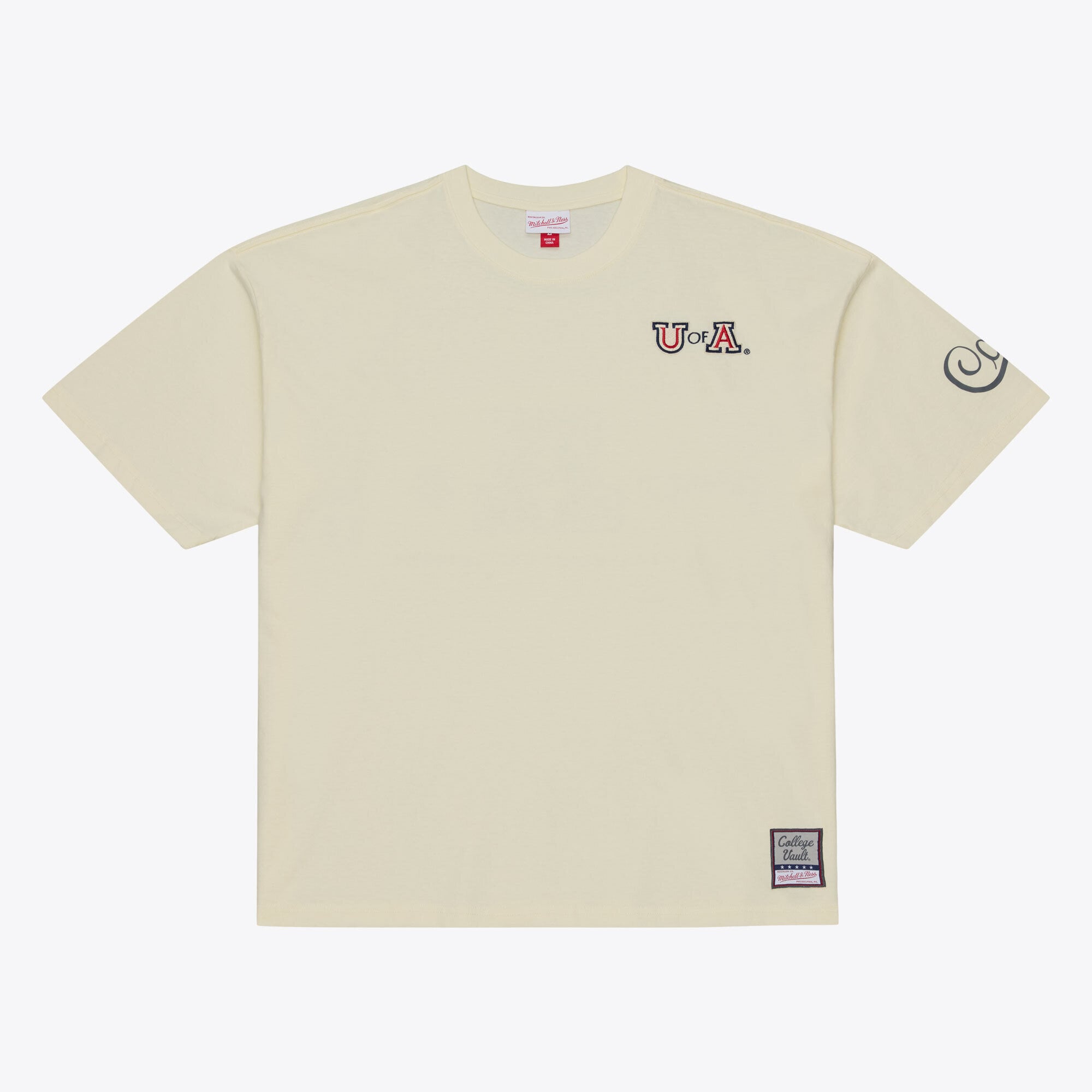 T-shirt oversize Mitchell & Ness crème Arizona Wildcats pour homme, couleur Heritage Hue