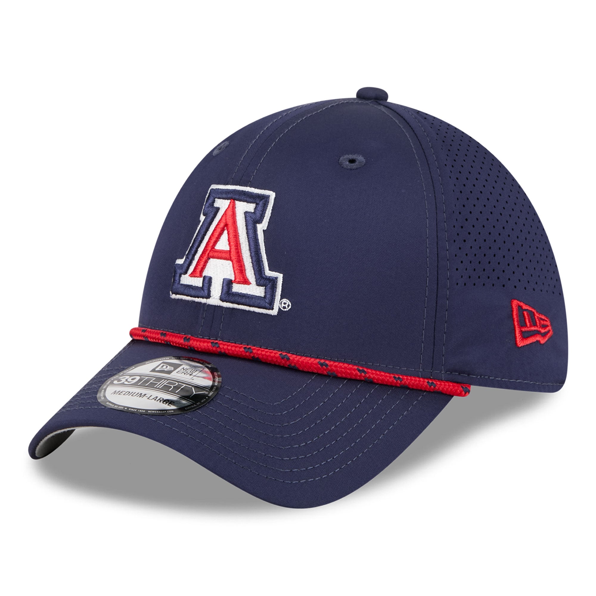 Casquette extensible New Era Arizona Wildcats bleu marine Performance Rope 39THIRTY pour homme
