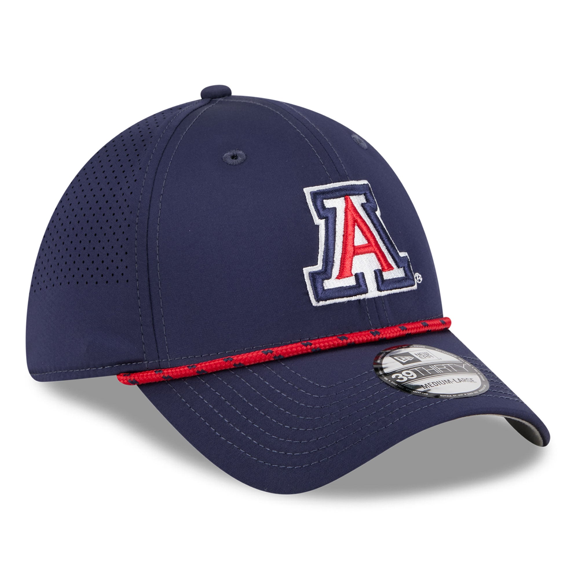 Casquette extensible New Era Arizona Wildcats bleu marine Performance Rope 39THIRTY pour homme