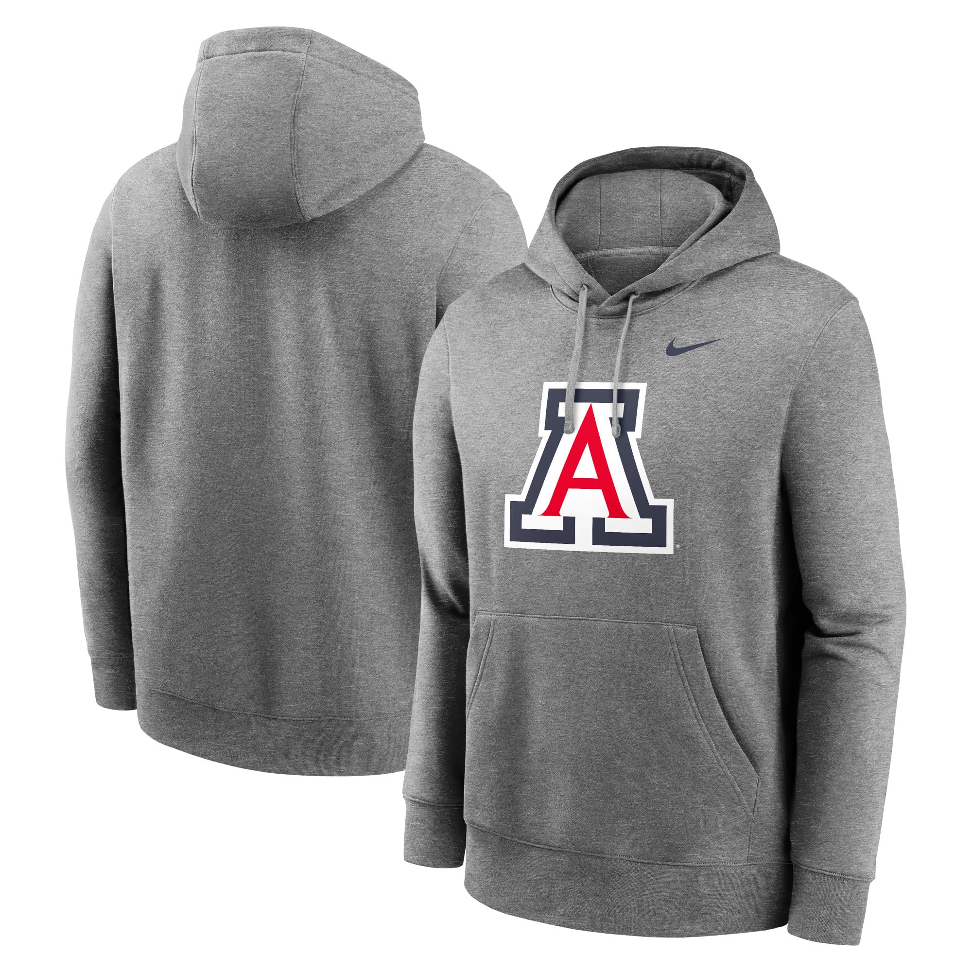Men's Nike Heather Gray Arizona Wildcats Primetime Club Fleece Pullover Hoodie