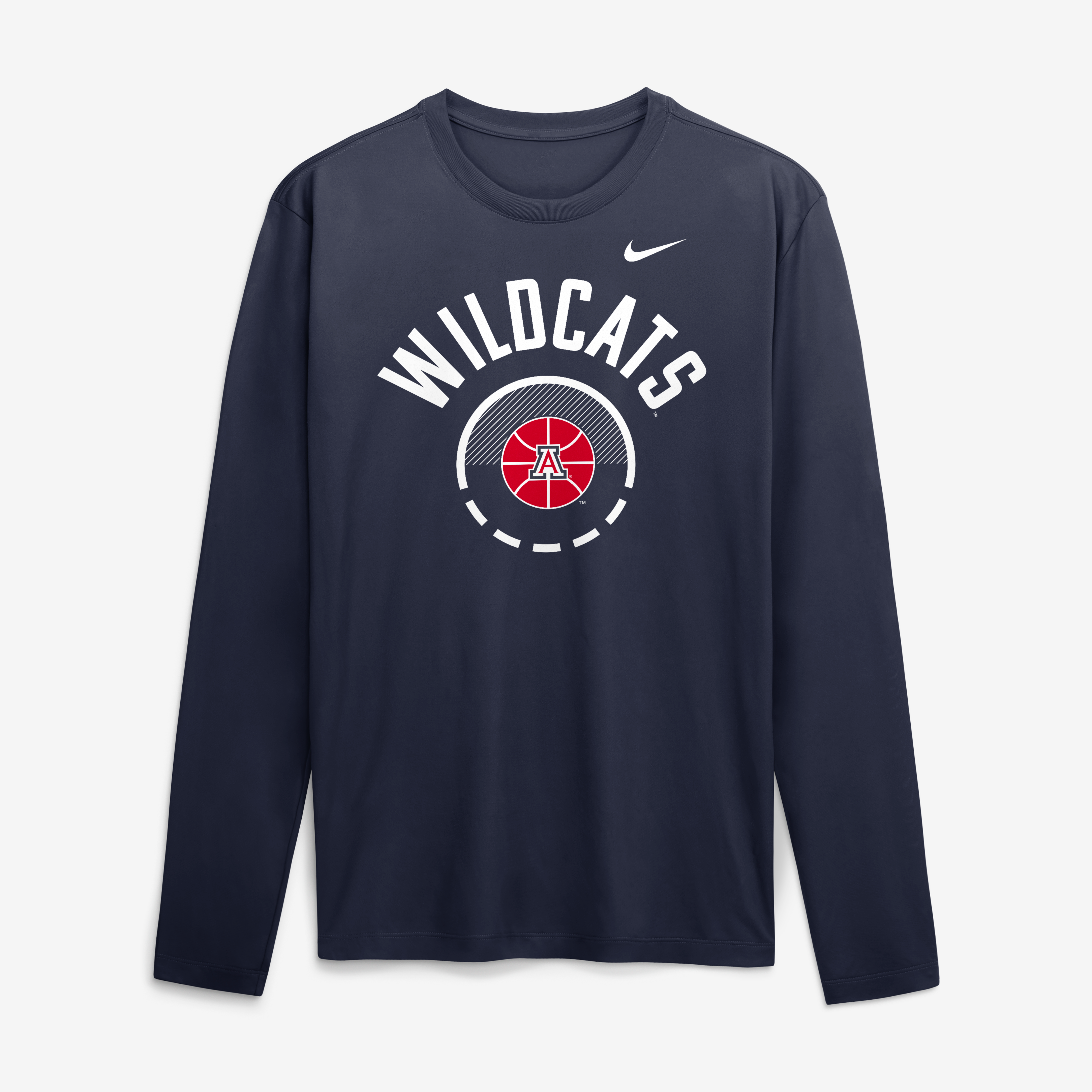 T-shirt à manches longues Nike Dri-FIT Legend Arizona Wildcats 2026 Courtside Basketball Shootaround, bleu marine, pour homme