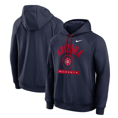  Arizona Wildcats Nike Courtside Practice Dri-FIT Raglan Fleece Hoodie - Navy