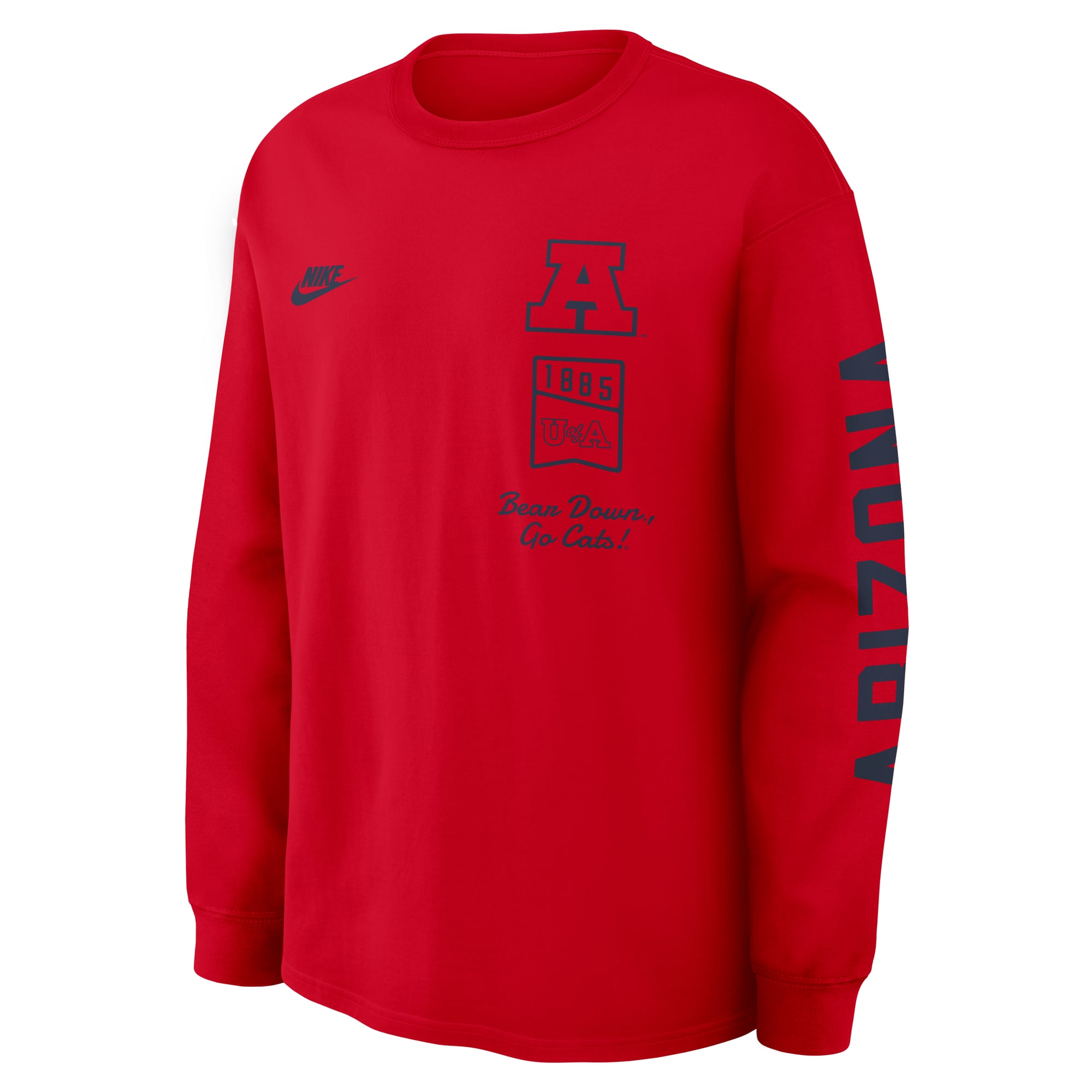 T-shirt à manches longues Nike Max 90 Legacy Multi Graphic rouge Arizona Wildcats pour homme