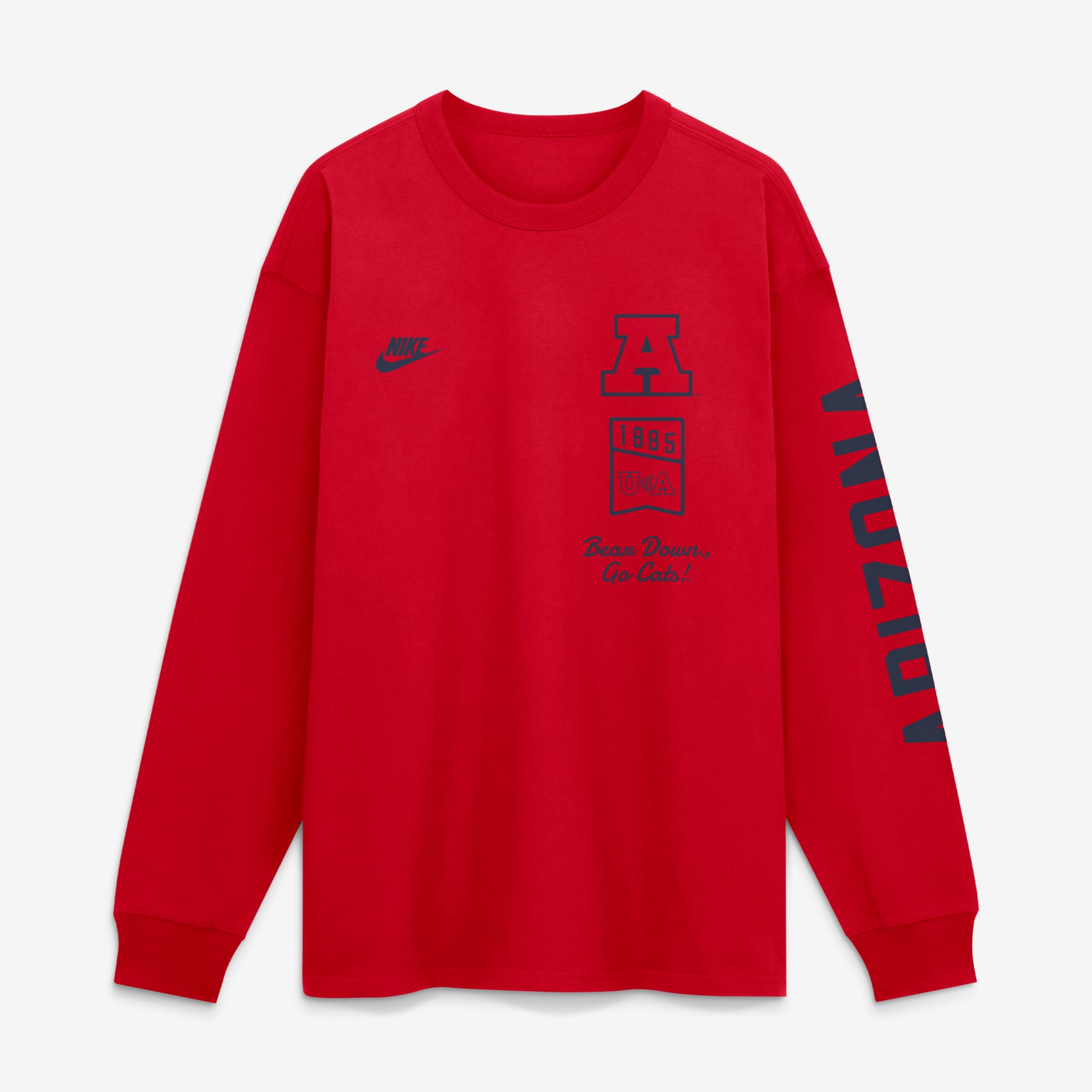 T-shirt à manches longues Nike Max 90 Legacy Multi Graphic rouge Arizona Wildcats pour homme