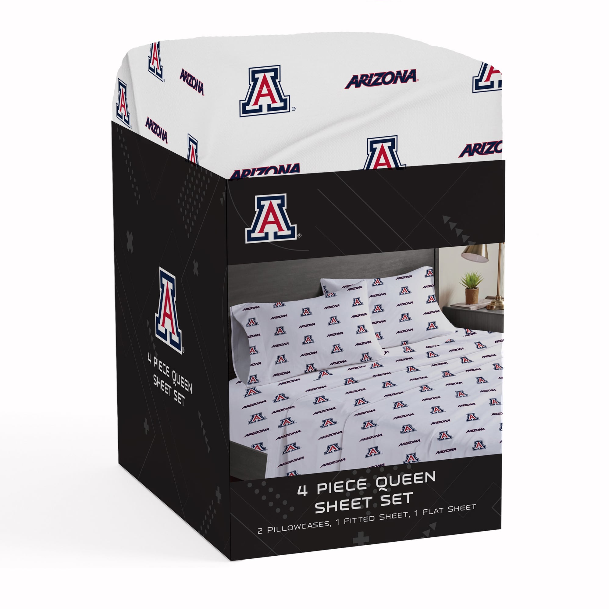 Ensemble de draps quatre pièces Pegasus Arizona Wildcats pour lit queen