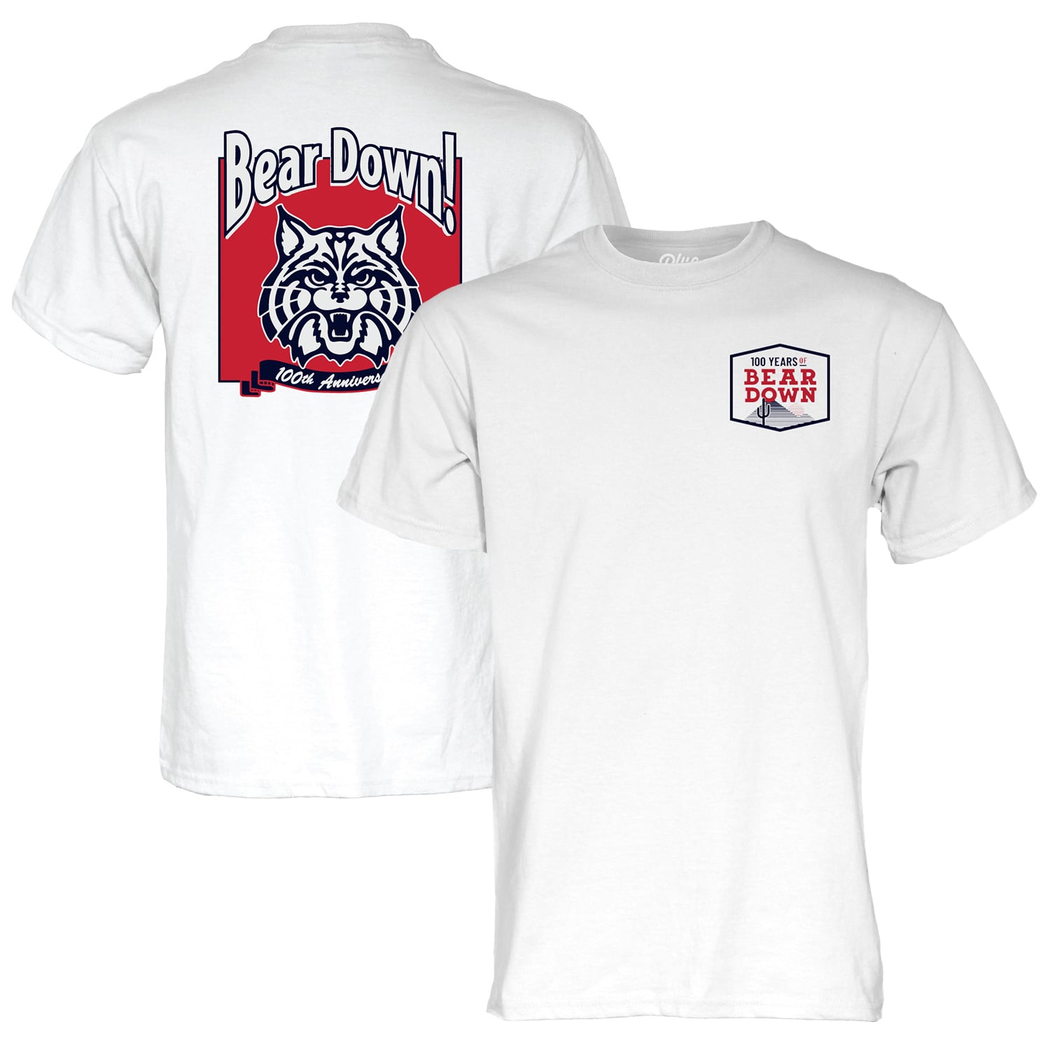 Unisex Blue 84 White Arizona Wildcats Bear Down 100 T-Shirt