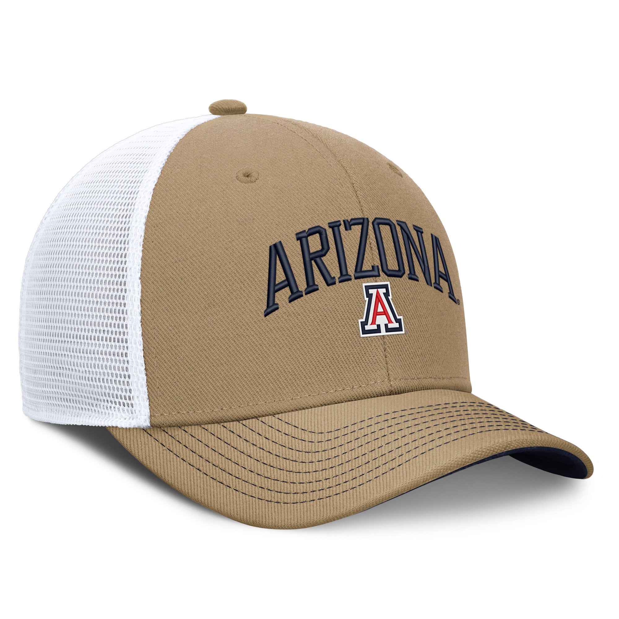 Casquette trucker unisexe Nike Arizona Wildcats Dri-FIT Primetime Arched, bleu marine et blanche, ajustable