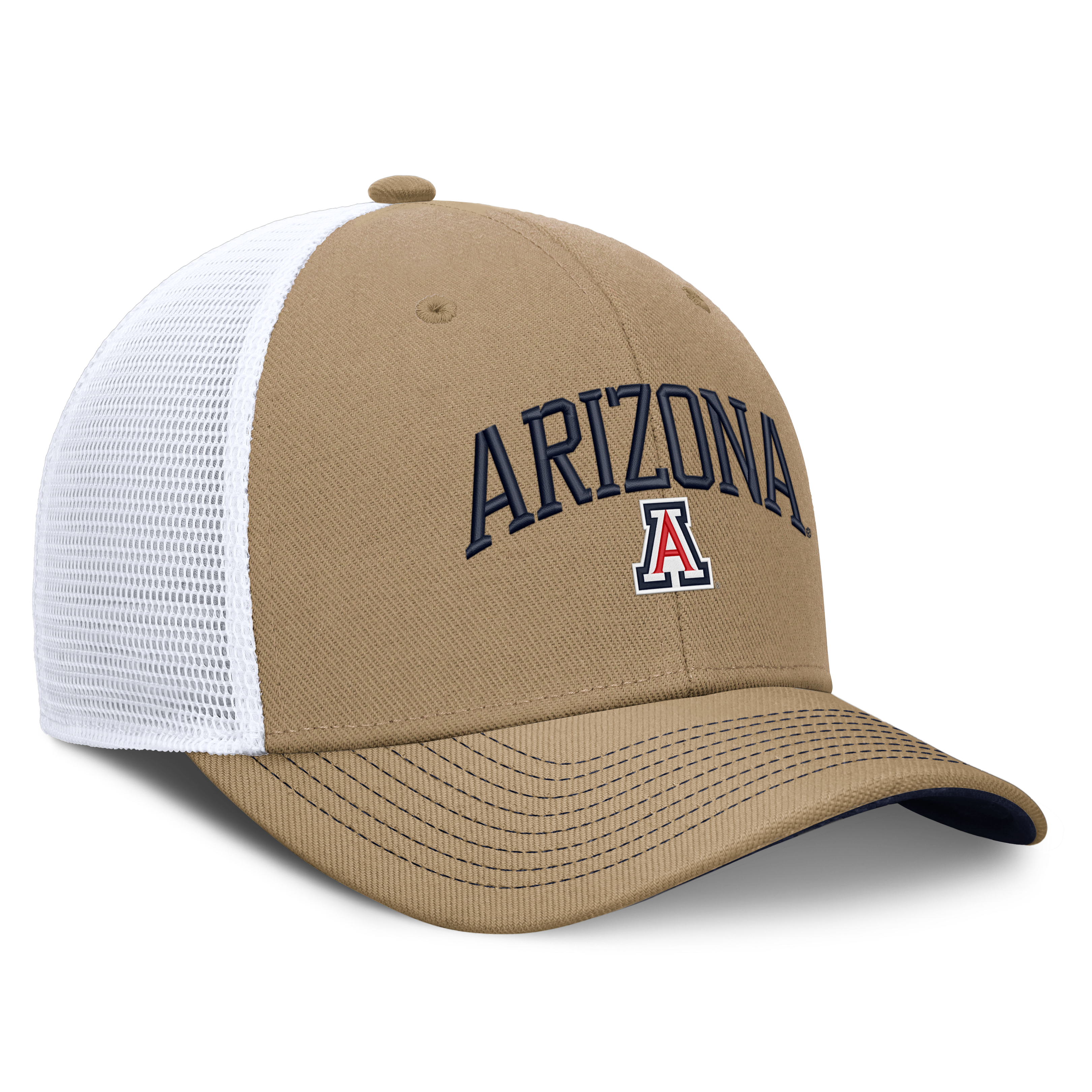 Casquette trucker unisexe Nike Arizona Wildcats Dri-FIT Primetime Arched, bleu marine et blanche, ajustable