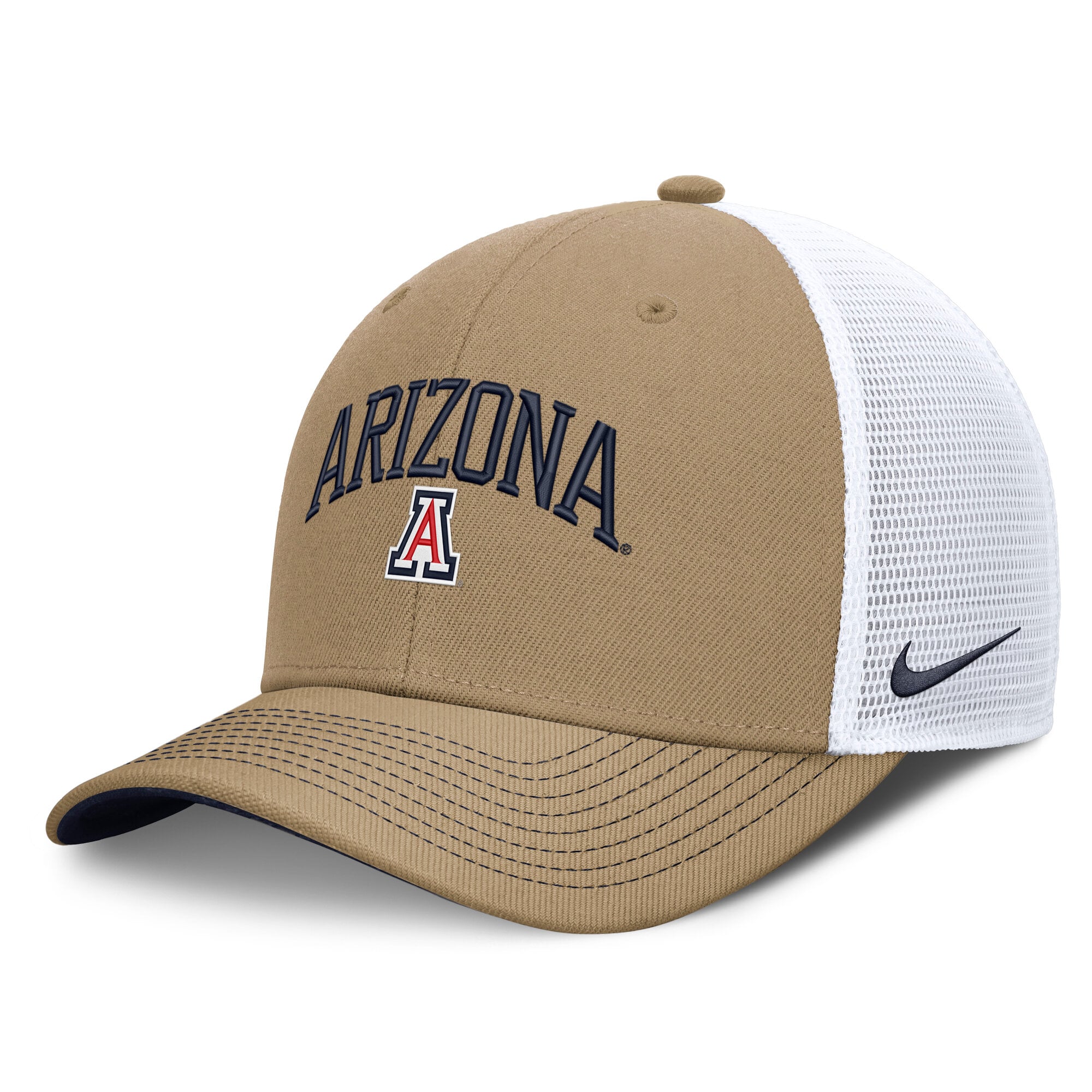 Casquette trucker unisexe Nike Arizona Wildcats Dri-FIT Primetime Arched, bleu marine et blanche, ajustable