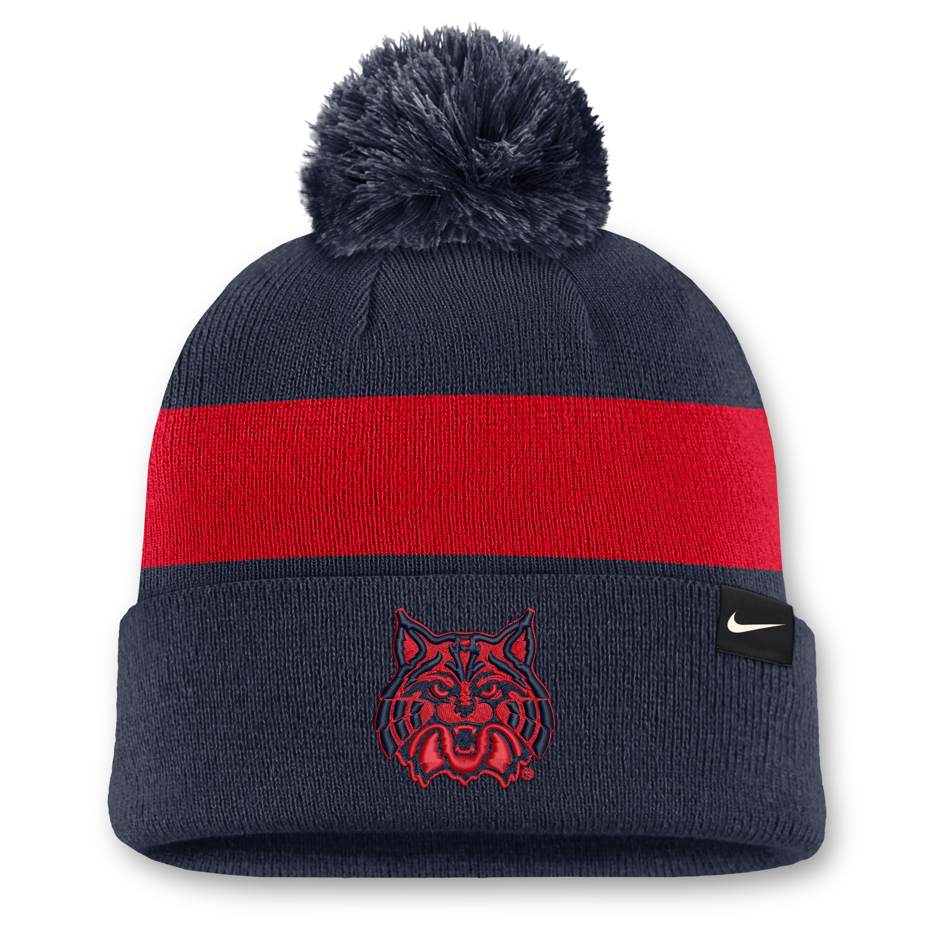 Bonnet unisexe Nike bleu marine Arizona Wildcats Primetime Stripe à revers et pompon