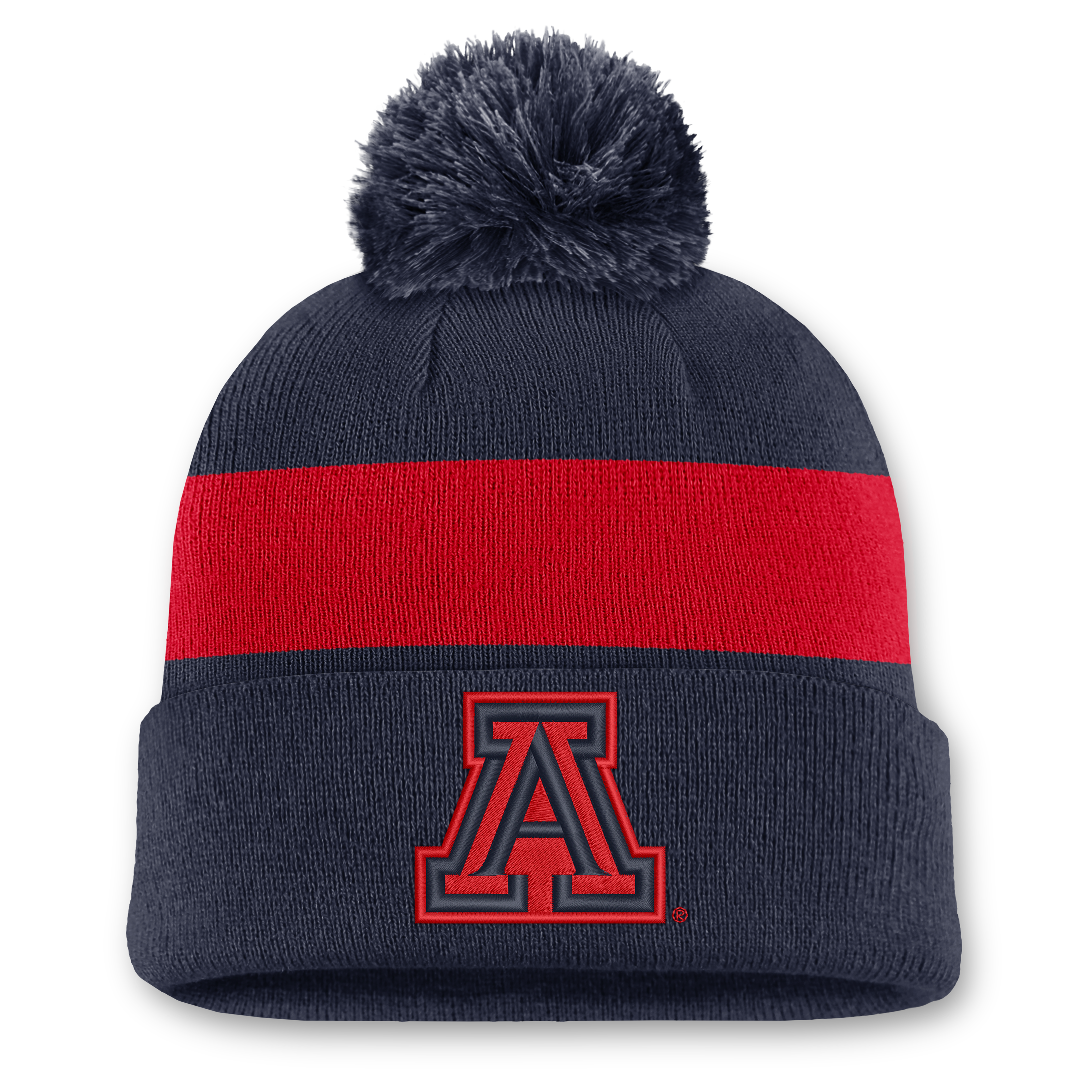 Bonnet unisexe Nike bleu marine Arizona Wildcats Primetime Stripe à revers et pompon