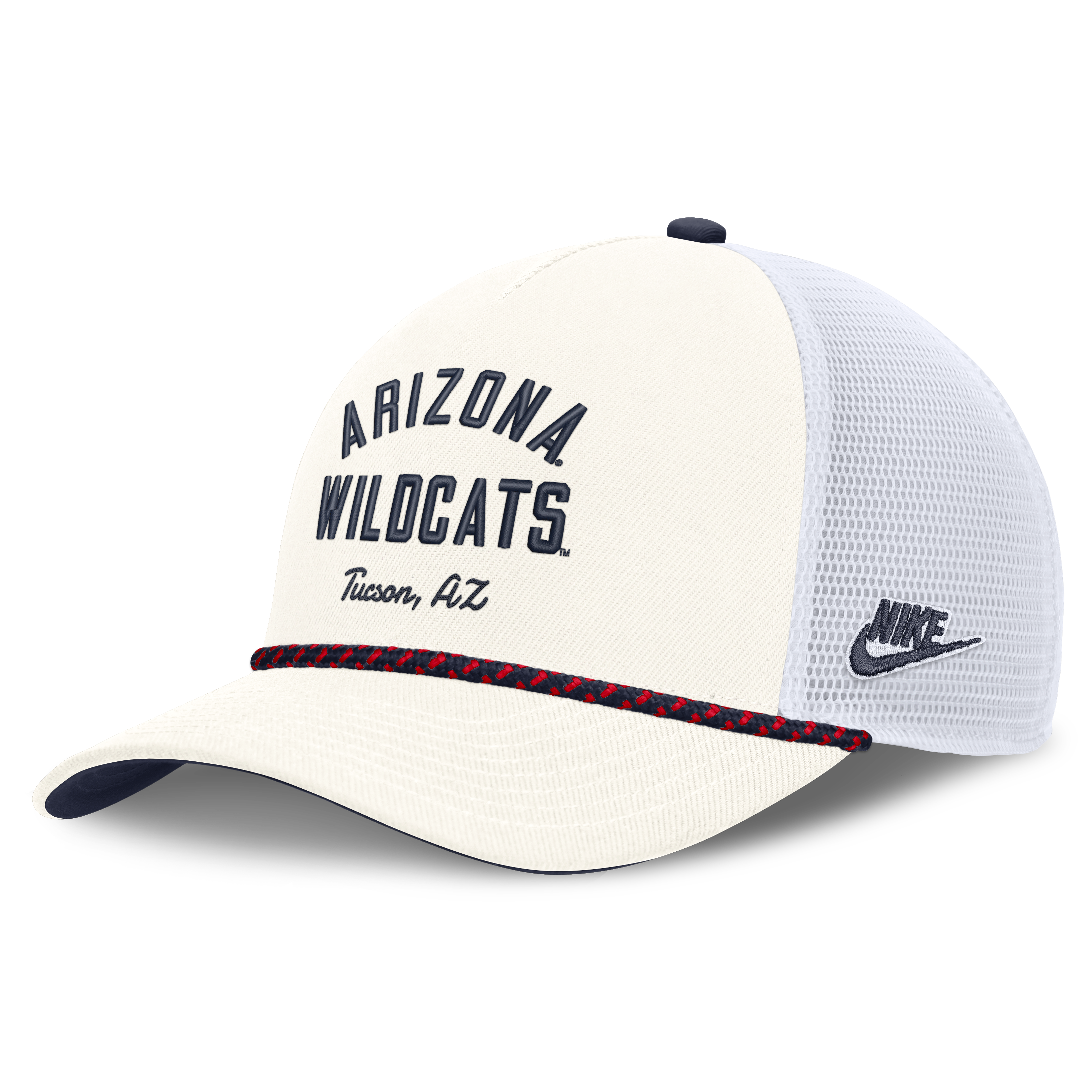 Casquette unisexe Nike blanche Arizona Wildcats Mascot Rope Trucker ajustable
