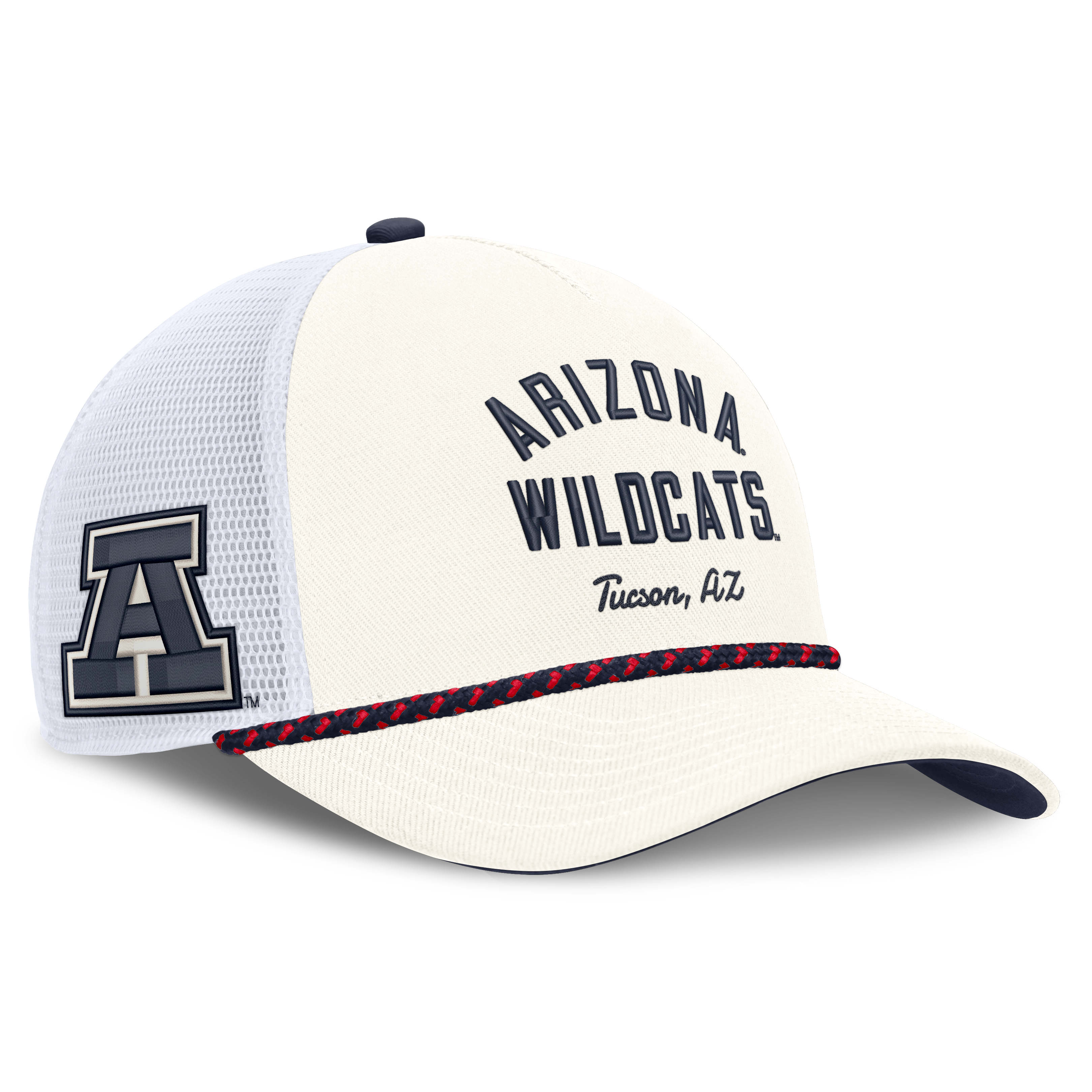 Casquette unisexe Nike blanche Arizona Wildcats Mascot Rope Trucker ajustable