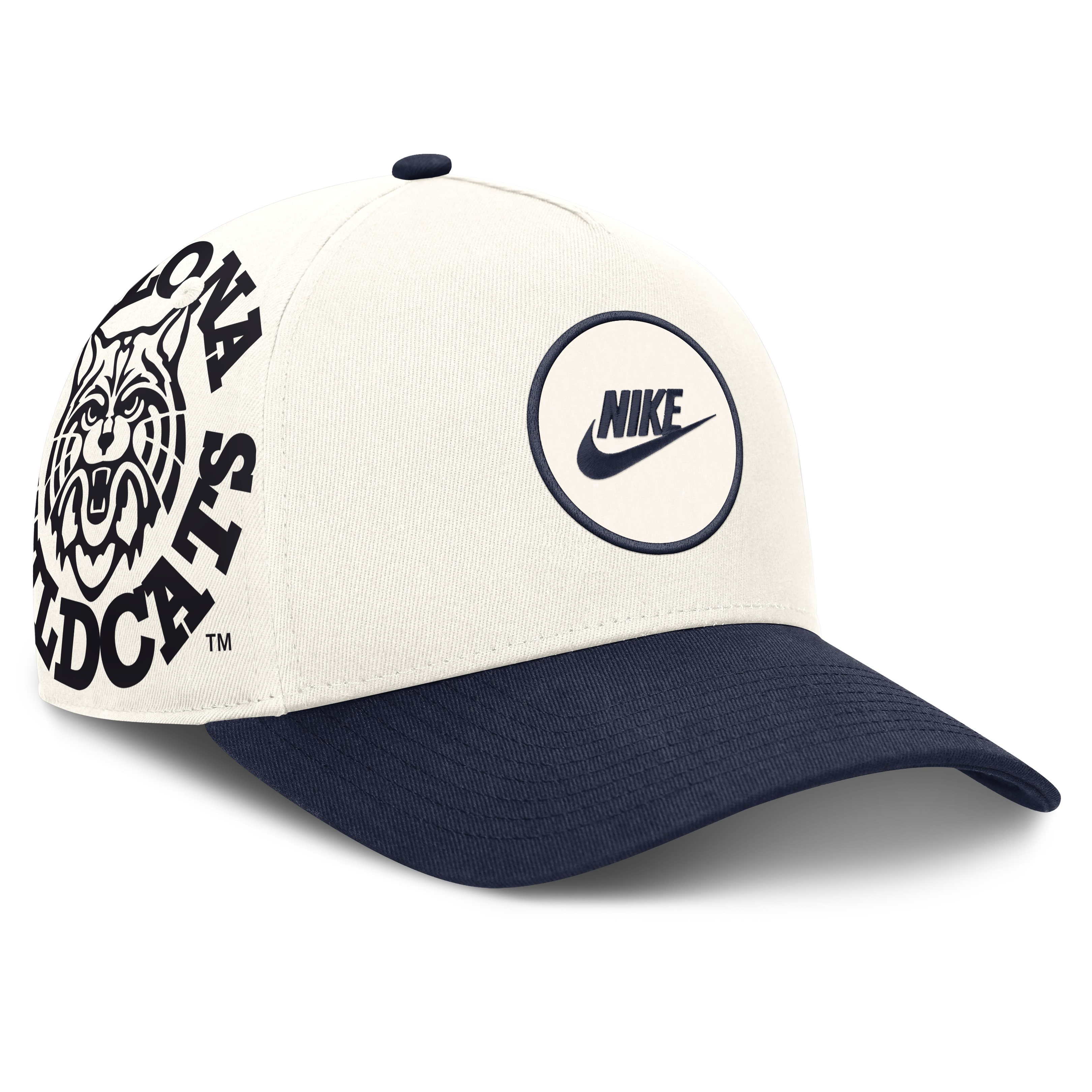 Casquette unisexe Nike blanche/marine Arizona Wildcats Rise avec logo latéral et technologie Dri-FIT ajustable