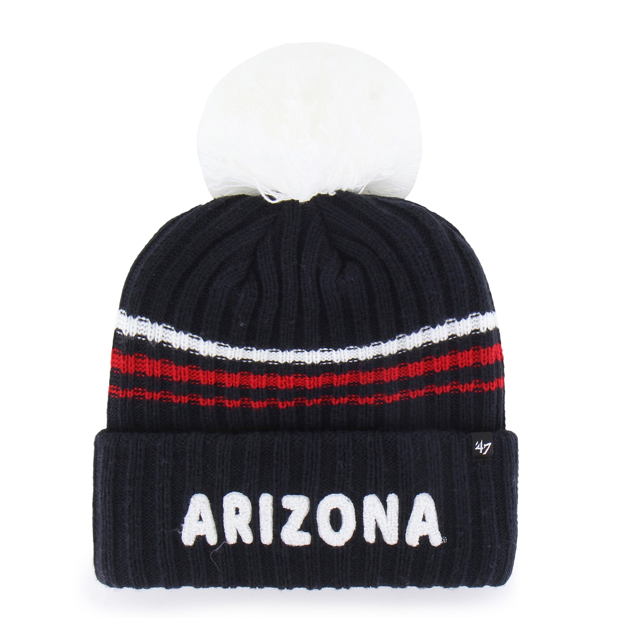 Bonnet en maille duveteuse à gros pompon, modèle 47 Navy Arizona Wildcats, pour femme