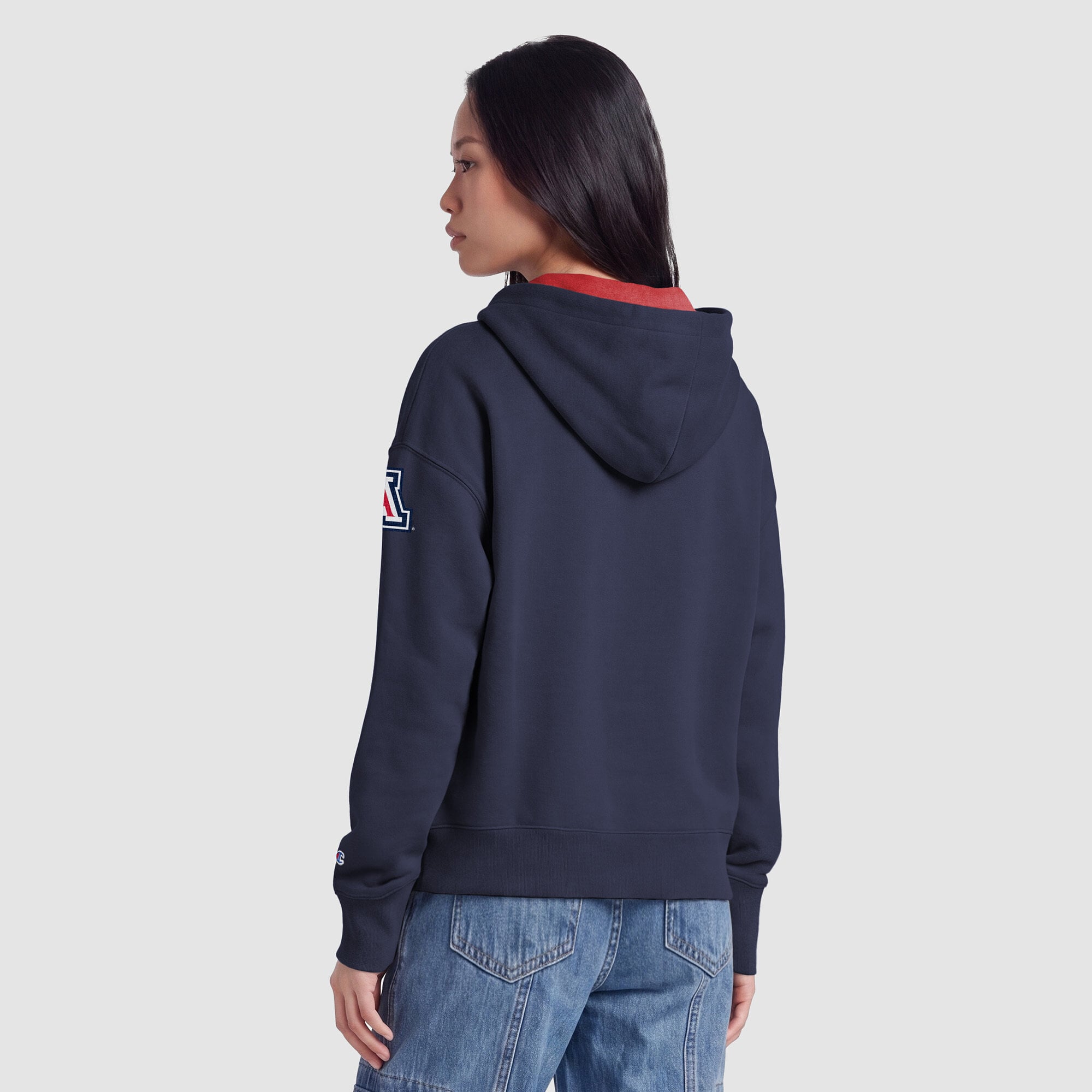 Sweat à capuche zippé en polaire Champion Navy Arizona Wildcats Arch pour femme