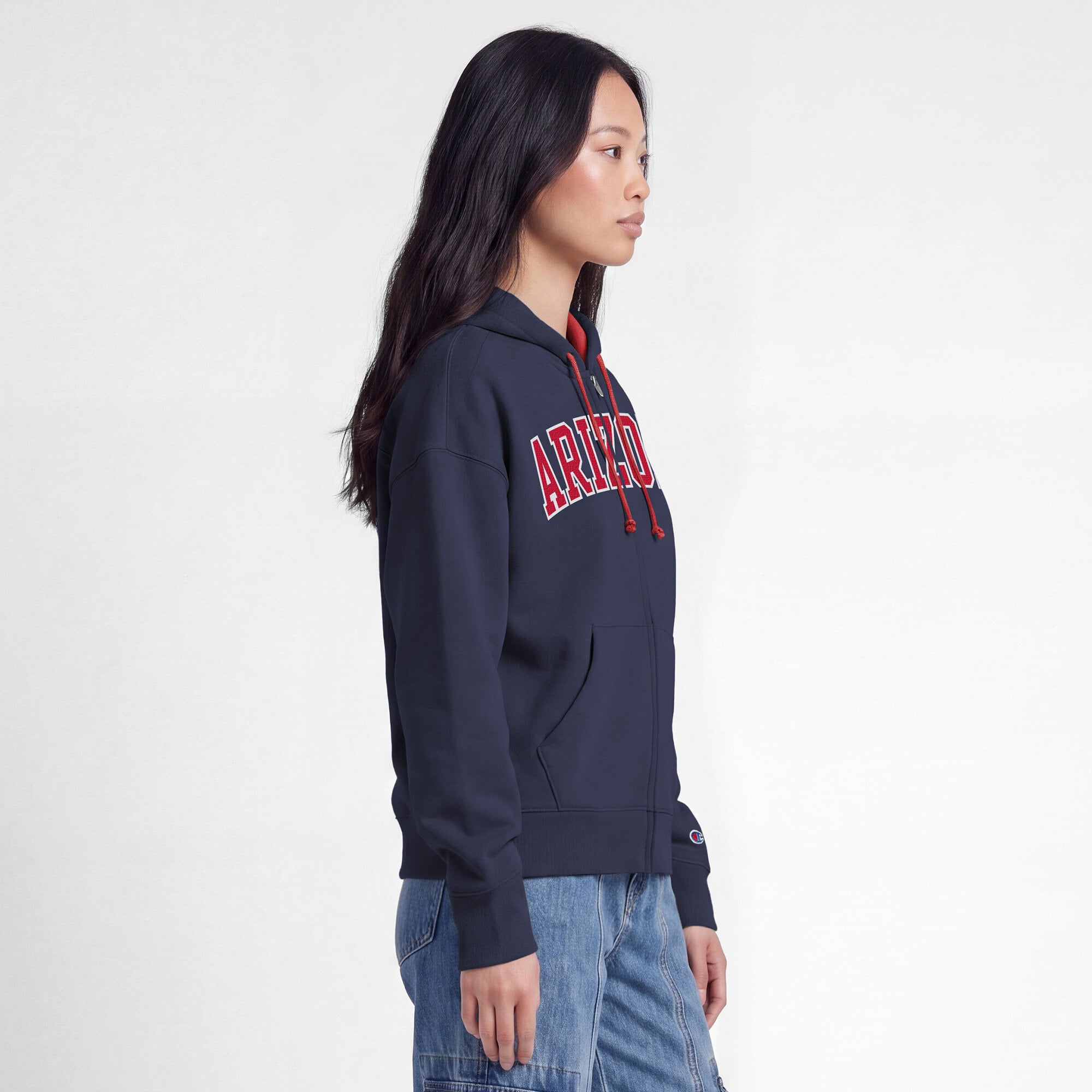 Sweat à capuche zippé en polaire Champion Navy Arizona Wildcats Arch pour femme