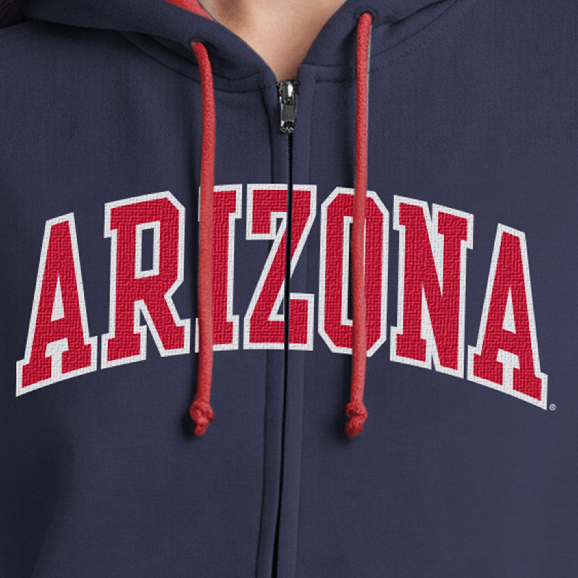 Sweat à capuche zippé en polaire Champion Navy Arizona Wildcats Arch pour femme