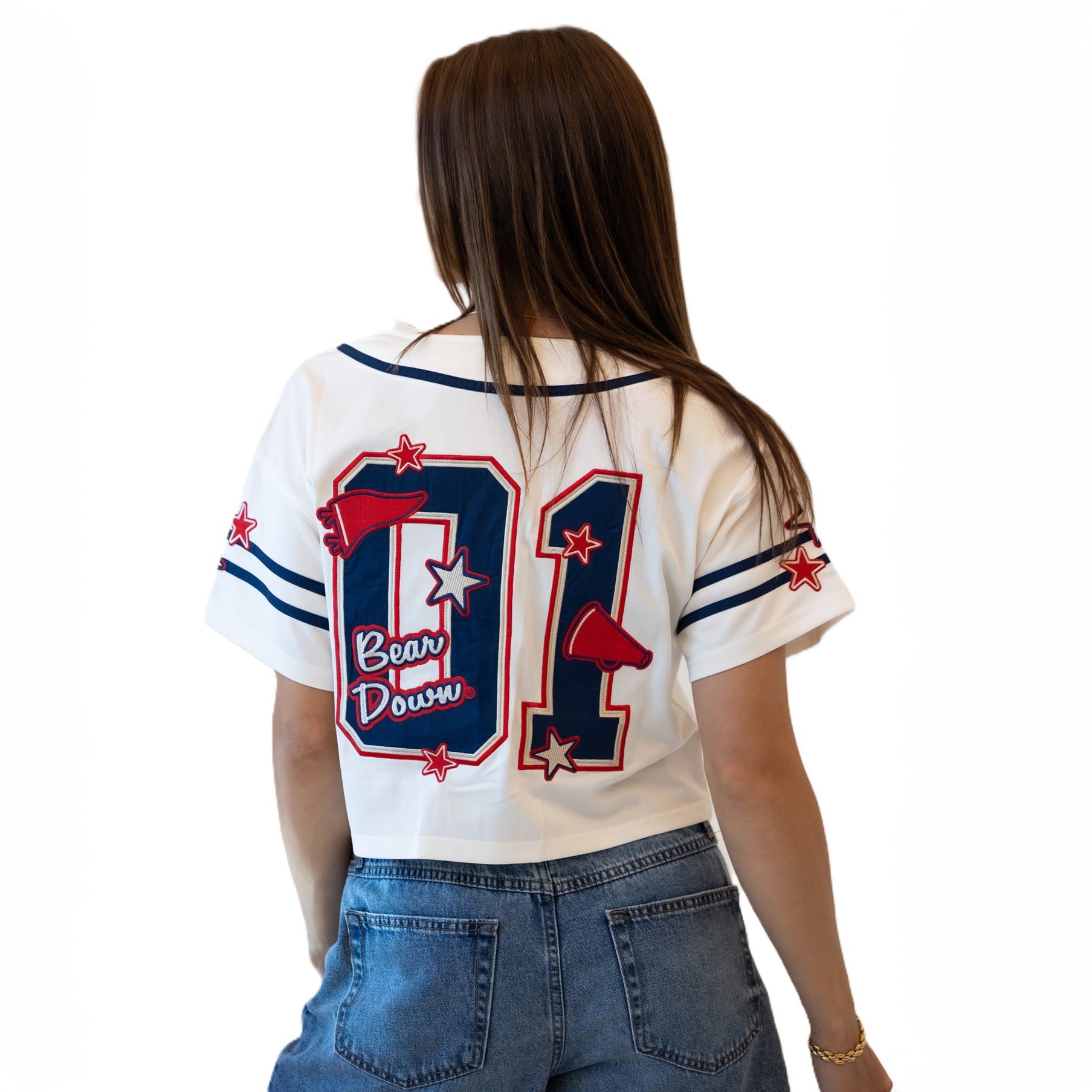 Maillot de baseball court à patch Off White Arizona Wildcats pour femmes, collection Gameday Social.
