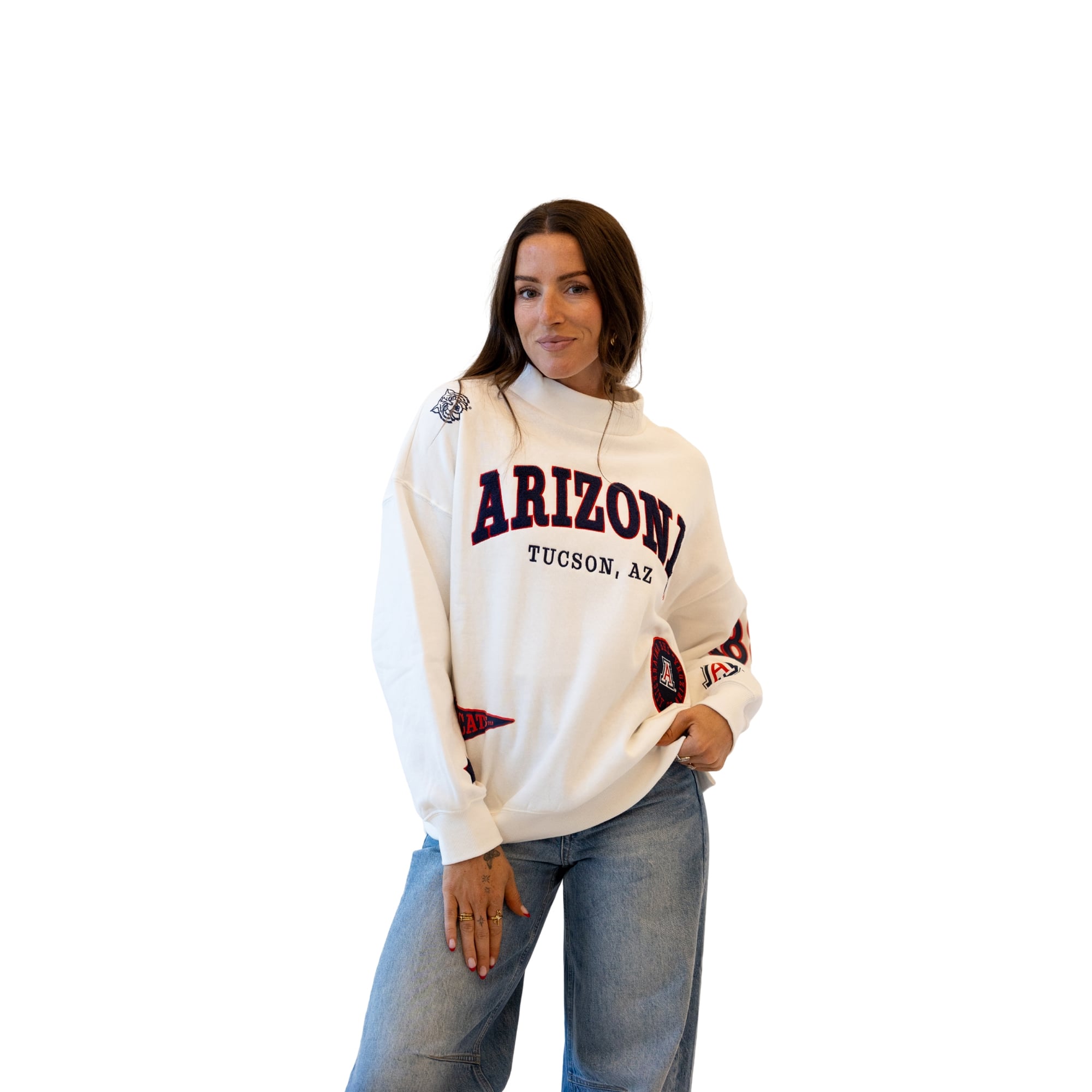 Sweat-shirt à col montant blanc Arizona Wildcats pour femmes, édition spéciale jours de match
