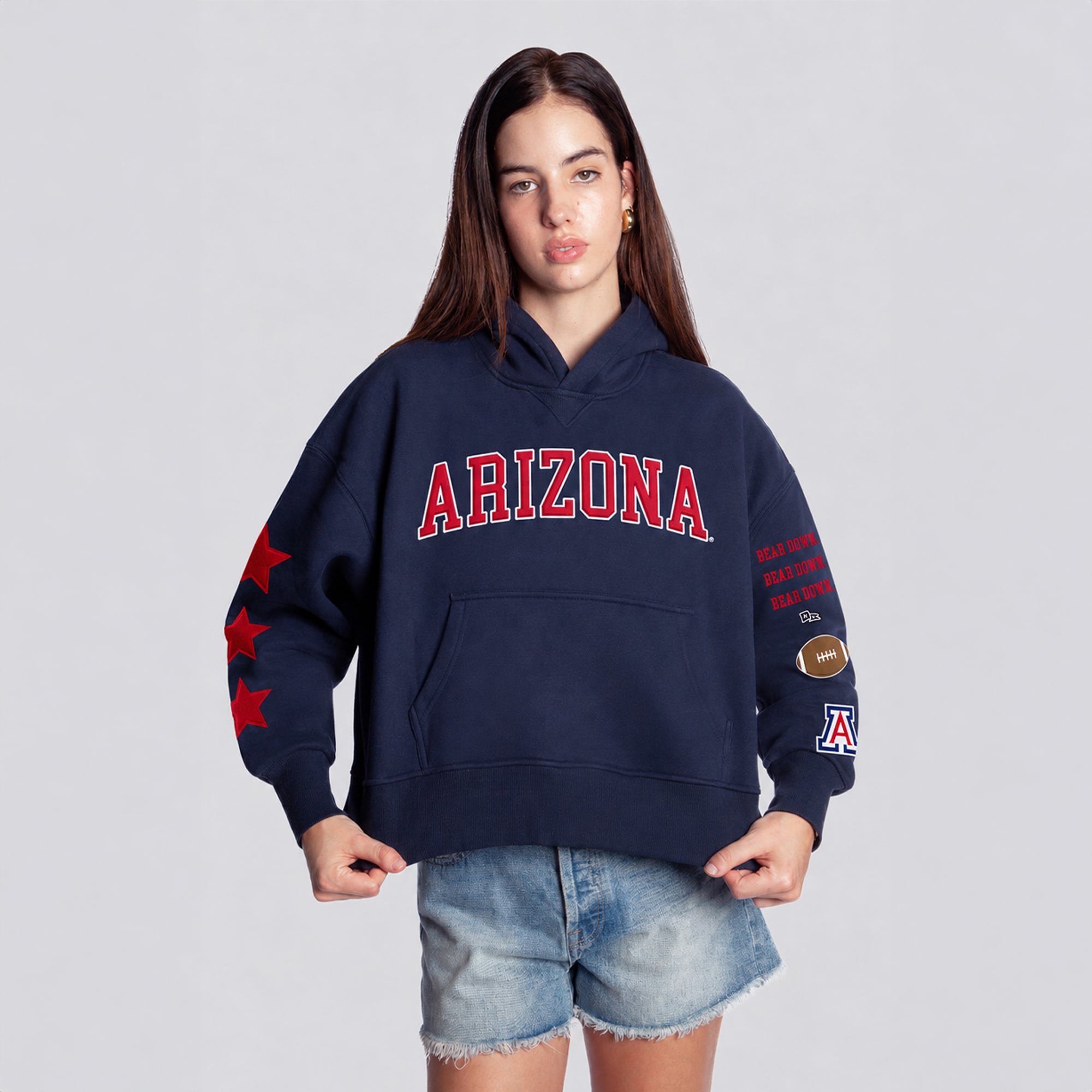 Sweat à capuche court Hype and Vice pour femmes, bleu marine, Arizona Wildcats