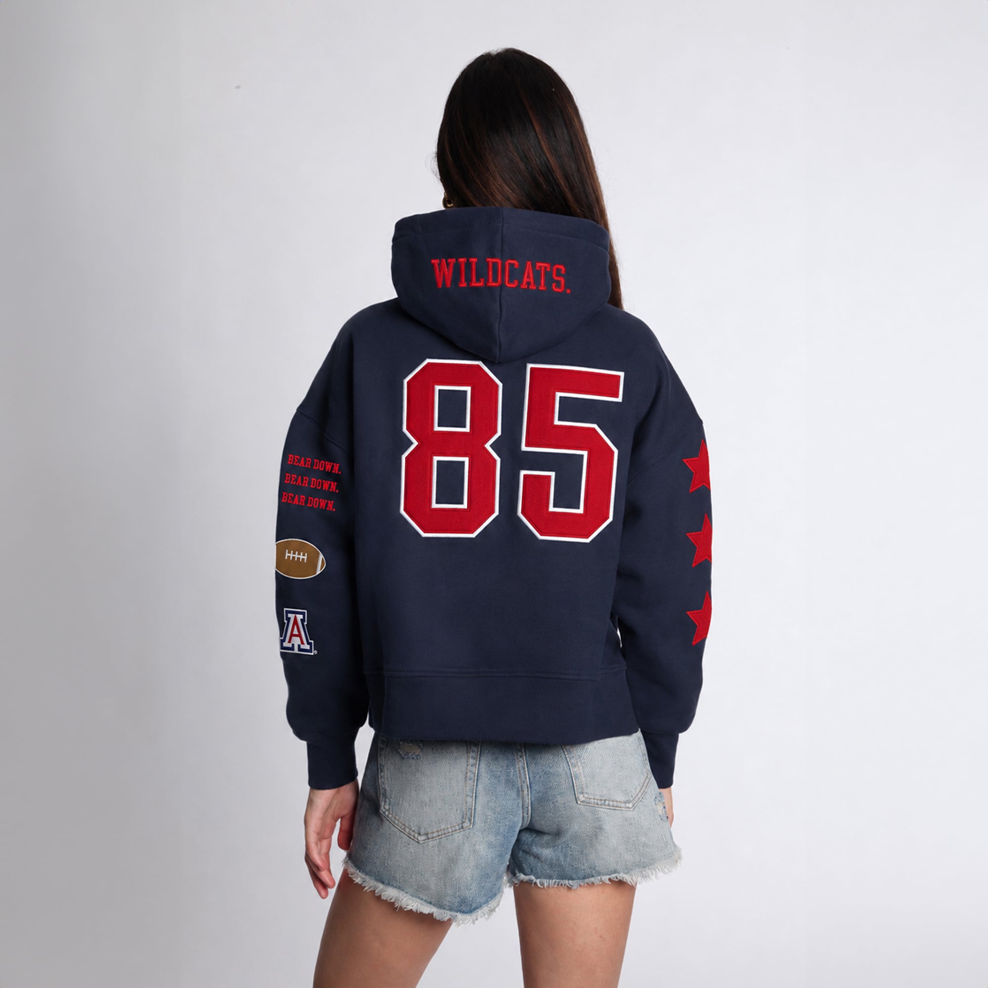 Sweat à capuche court Hype and Vice pour femmes, bleu marine, Arizona Wildcats