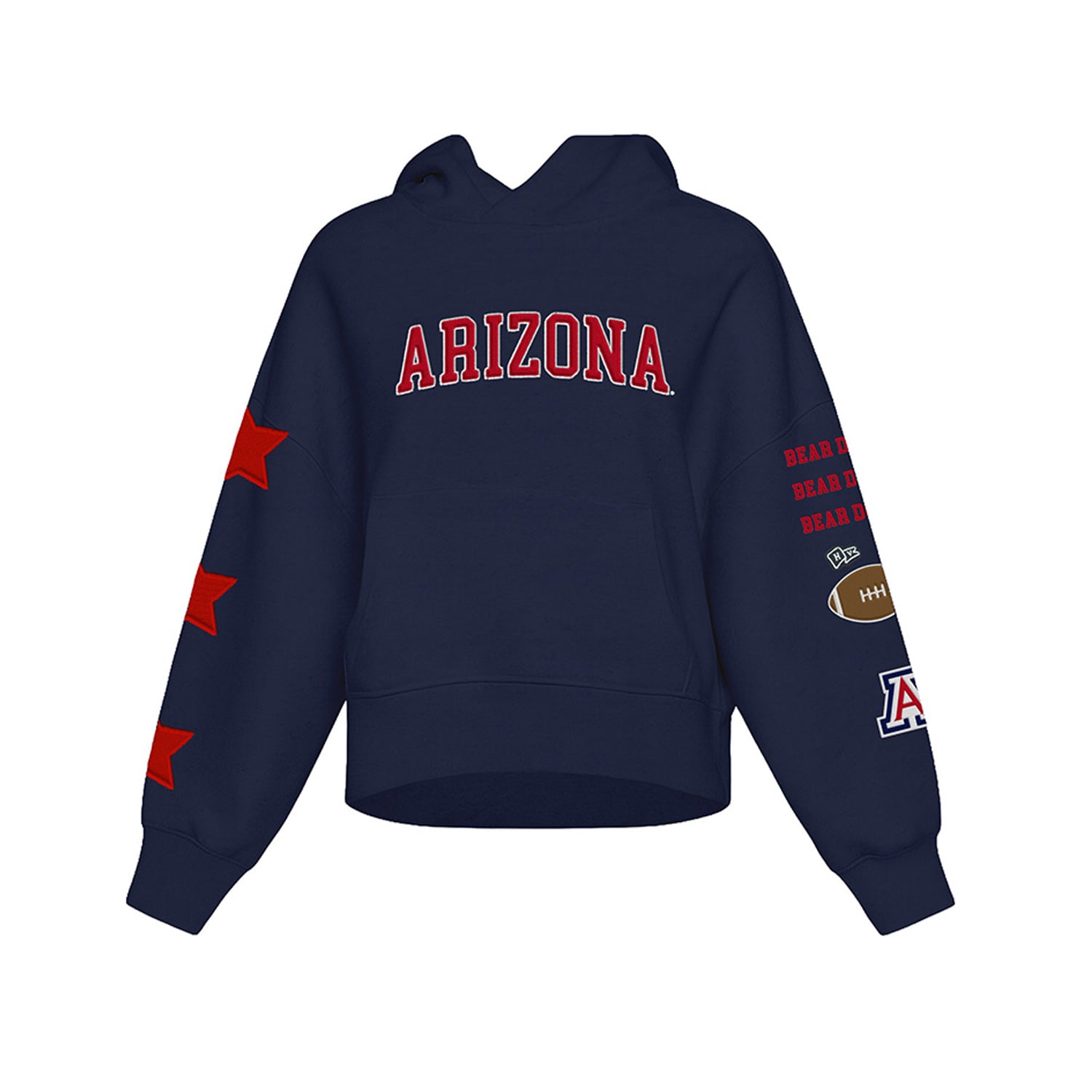 Sweat à capuche court Hype and Vice pour femmes, bleu marine, Arizona Wildcats