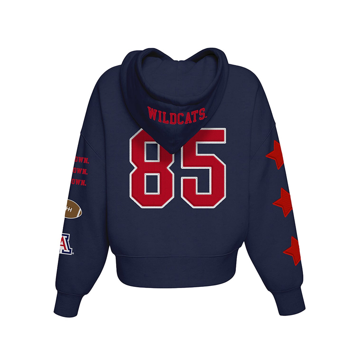 Sweat à capuche court Hype and Vice pour femmes, bleu marine, Arizona Wildcats