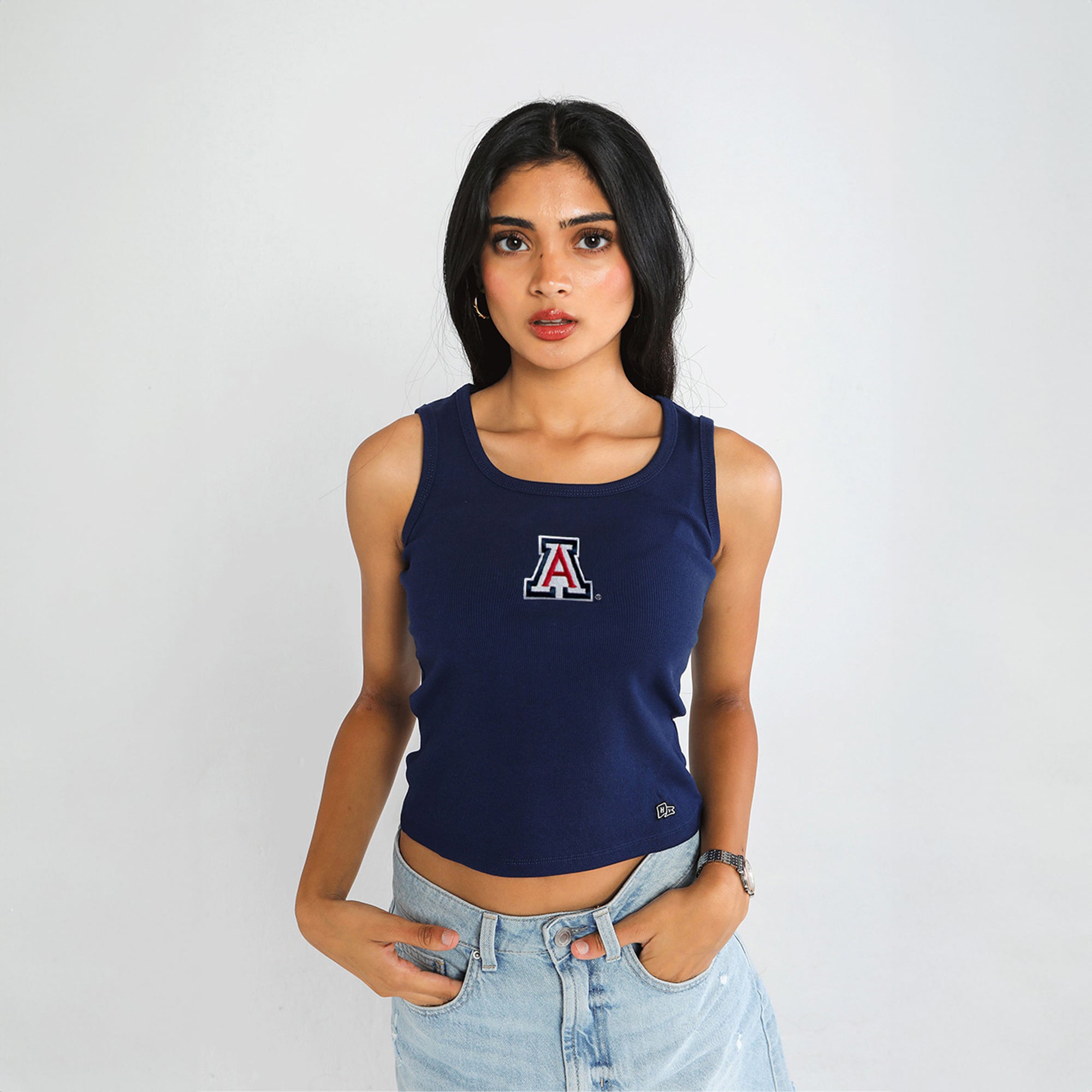 Débardeur côtelé Hype and Vice pour femme, bleu marine, logo principal des Arizona Wildcats