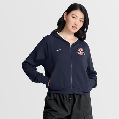 Arizona Wildcats Nike Women's Mantra Cropped Full-Zip Hoodie - Navy