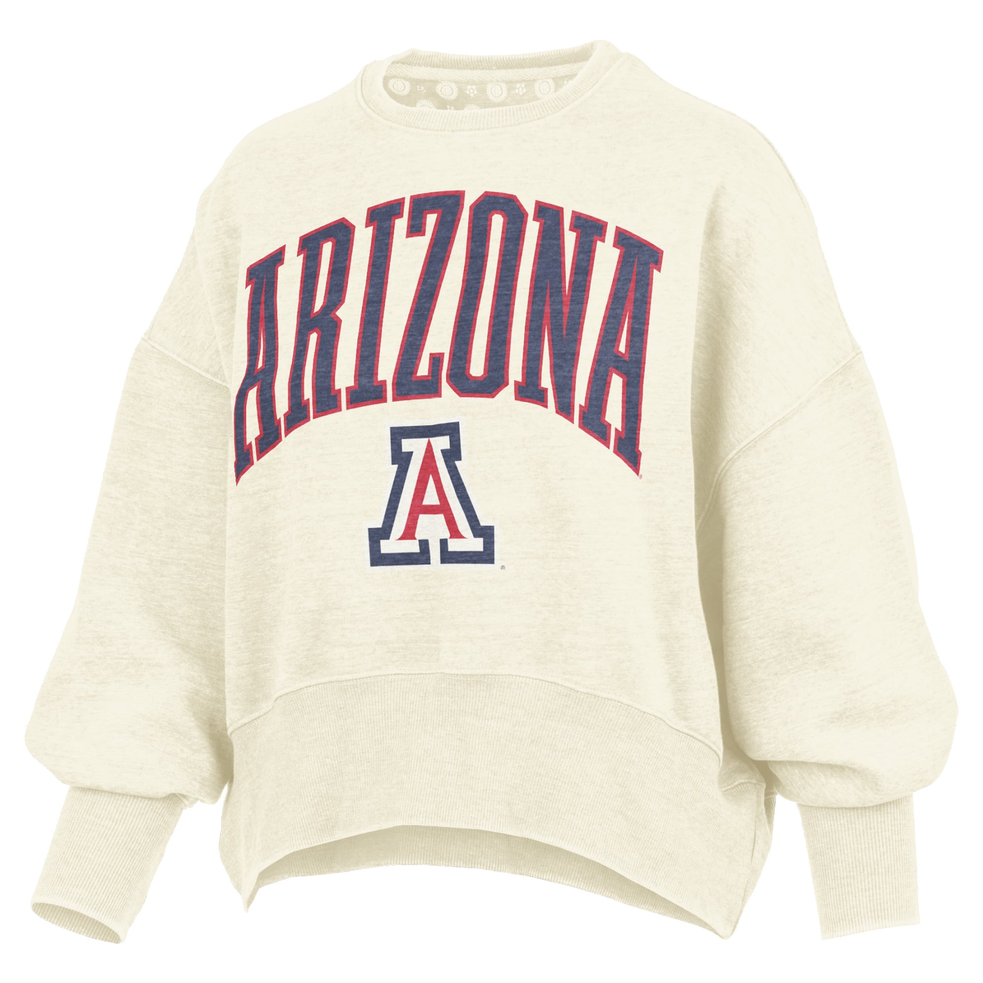 Sweat-shirt ras du cou surdimensionné à taille haute pour femme, couleur naturelle, des Wildcats de l'Arizona