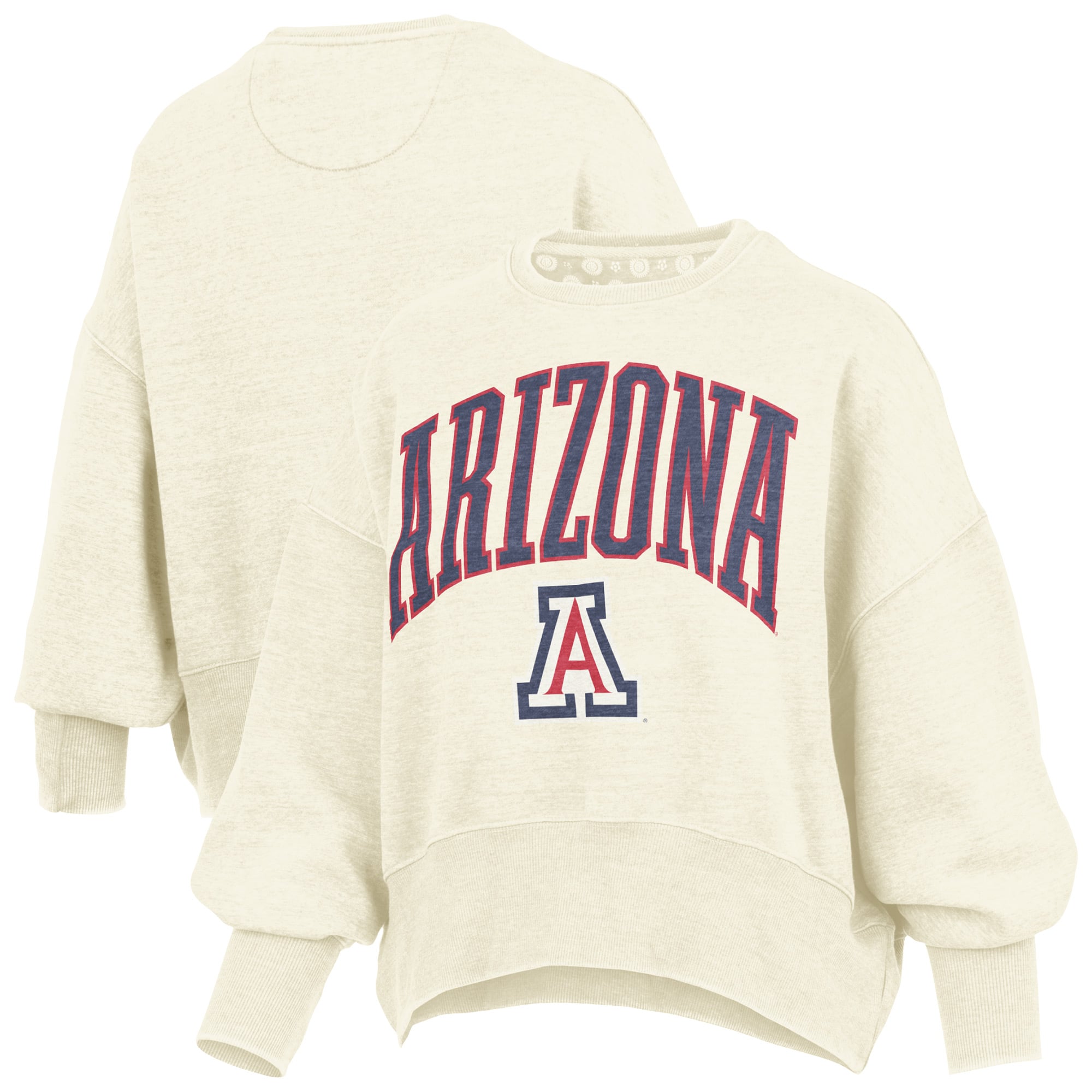 Sweat-shirt ras du cou surdimensionné à taille haute pour femme, couleur naturelle, des Wildcats de l'Arizona