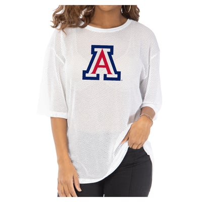 Arizona Wildcats Women's Mallory Mesh Oversized Fashion Jersey - White