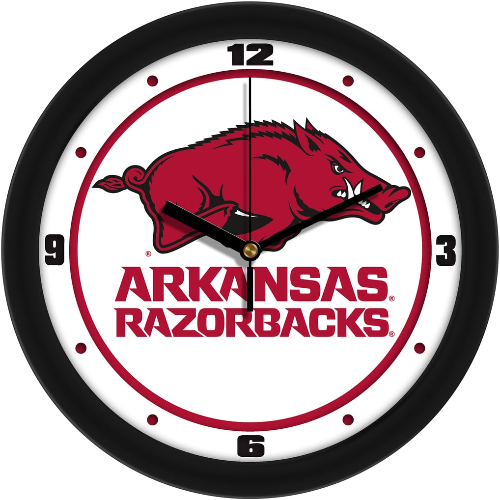 Razorback Clock Pattern Arkansas Razorbacks 11.5'' Suntime Premium Glass Face Traditional Logo ...