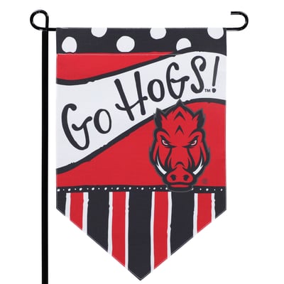 Drapeau double face Arkansas Razorbacks 12'' x 18'' à pois et rayures