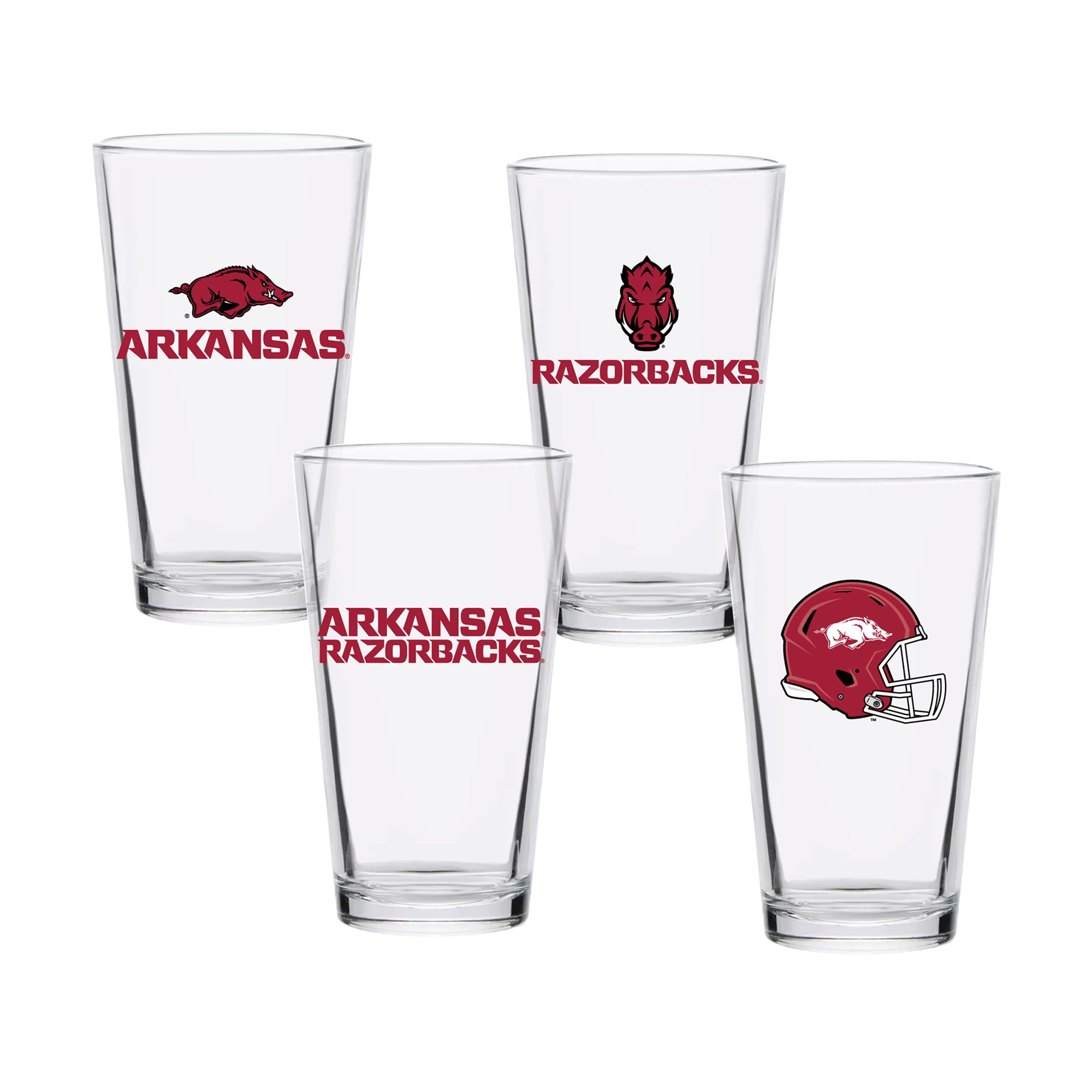 Arkansas Razorbacks 16oz. Collector Pint Glass Four-Piece Set