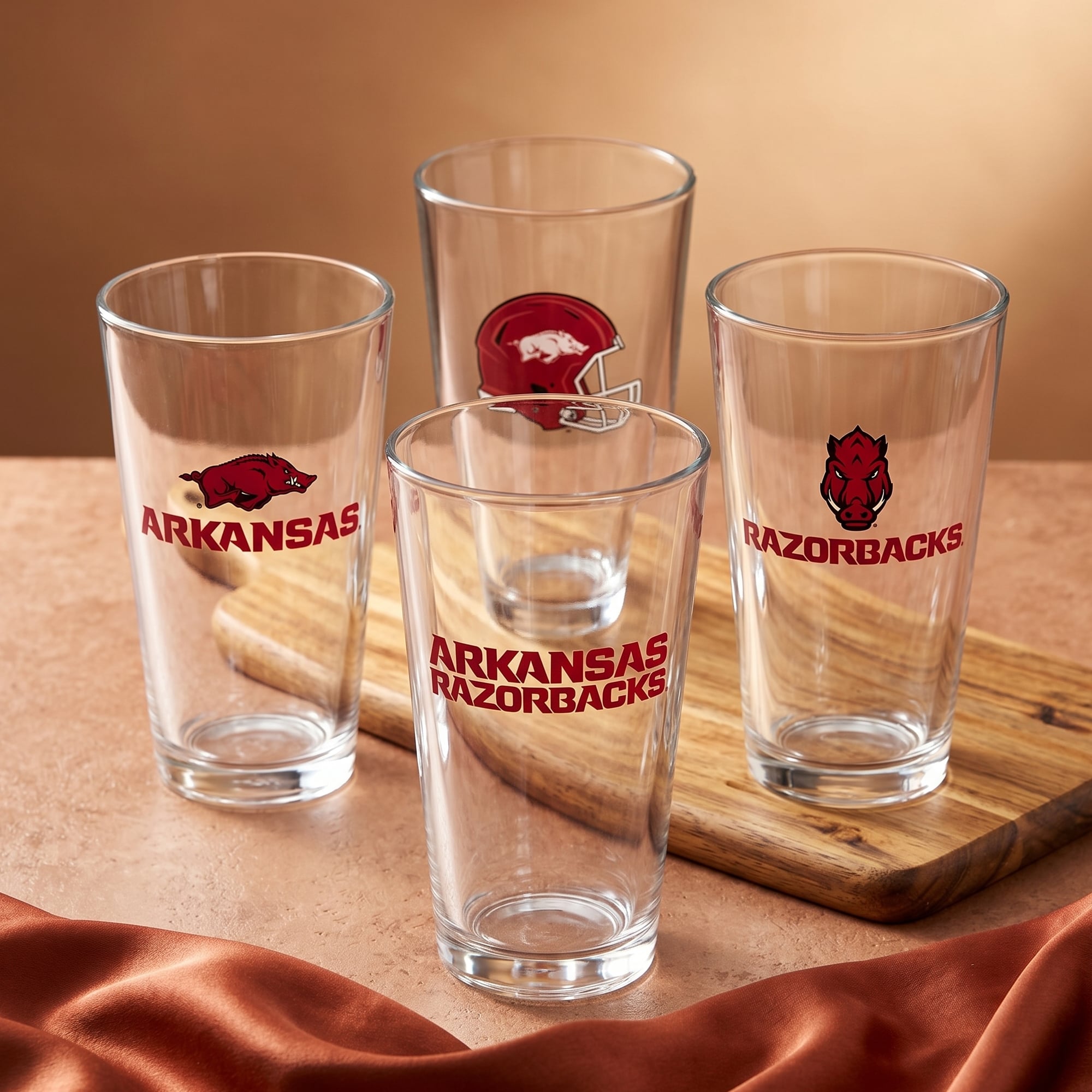 Arkansas Razorbacks 16oz. Collector Pint Glass Four-Piece Set