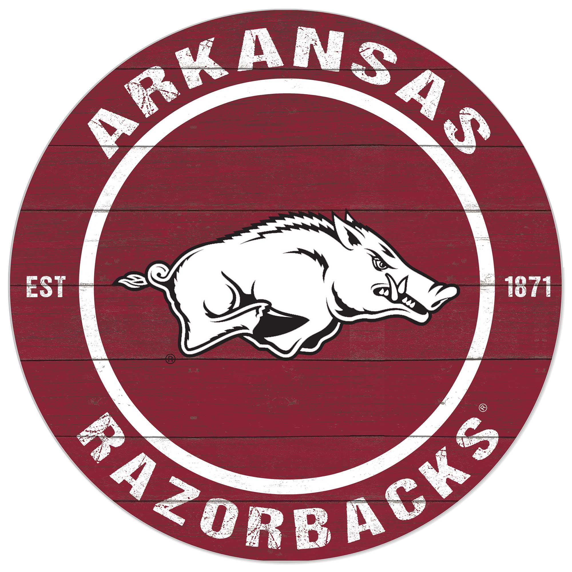 Rounded Razorback Logo Arkansas Razorbacks 20'' x 20'' Indoor/Outdoor Circle Sign