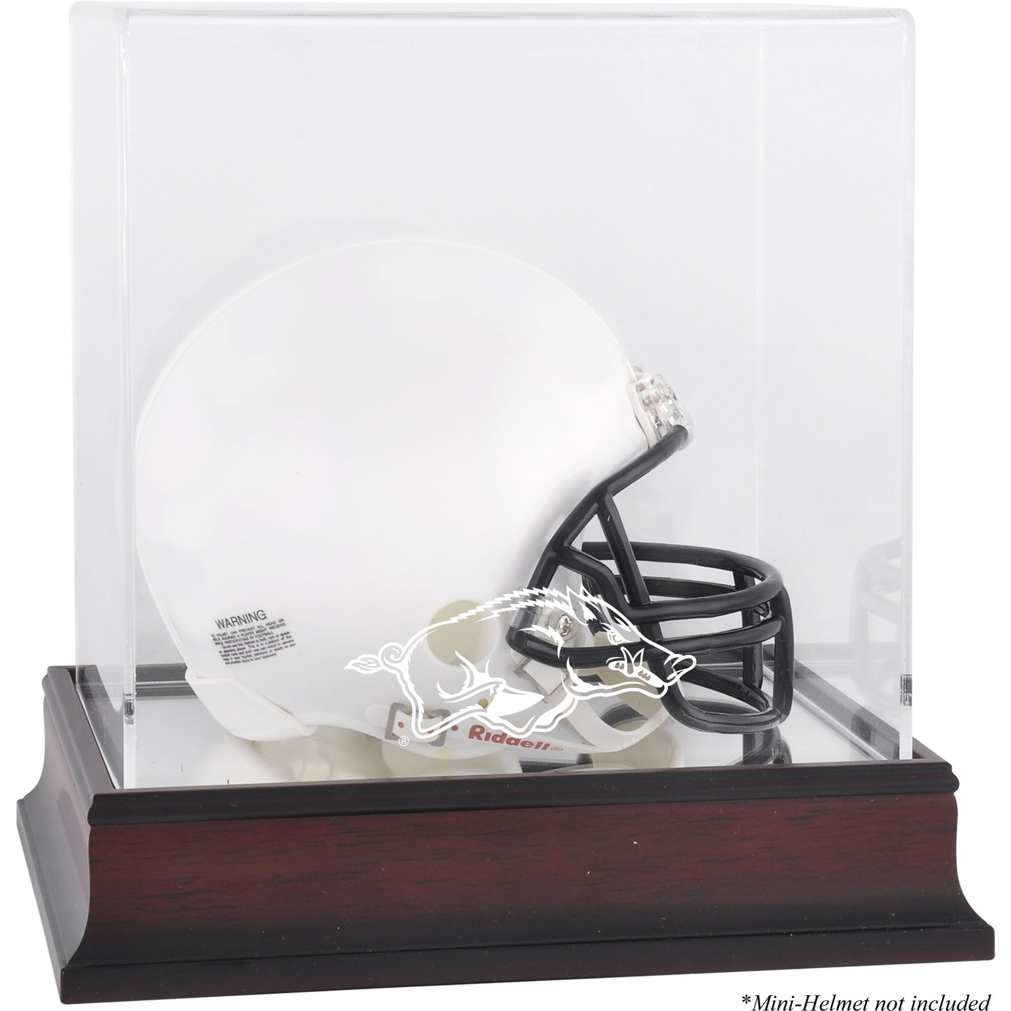 Arkansas Razorbacks Vitrine pour mini casque en acajou avec dos miroir