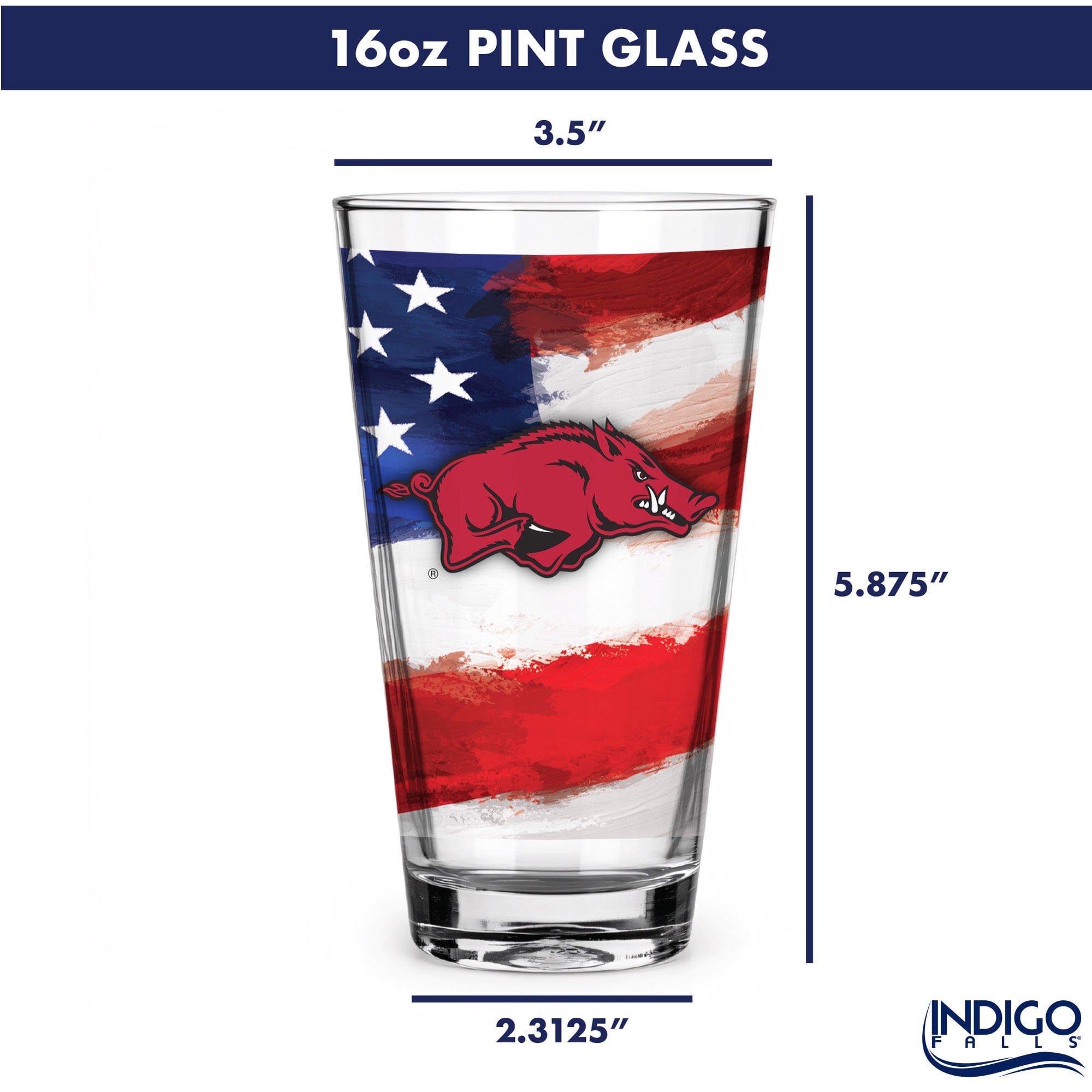 Arkansas Razorbacks Two-Pack 16oz. Americana Pint Glass Set