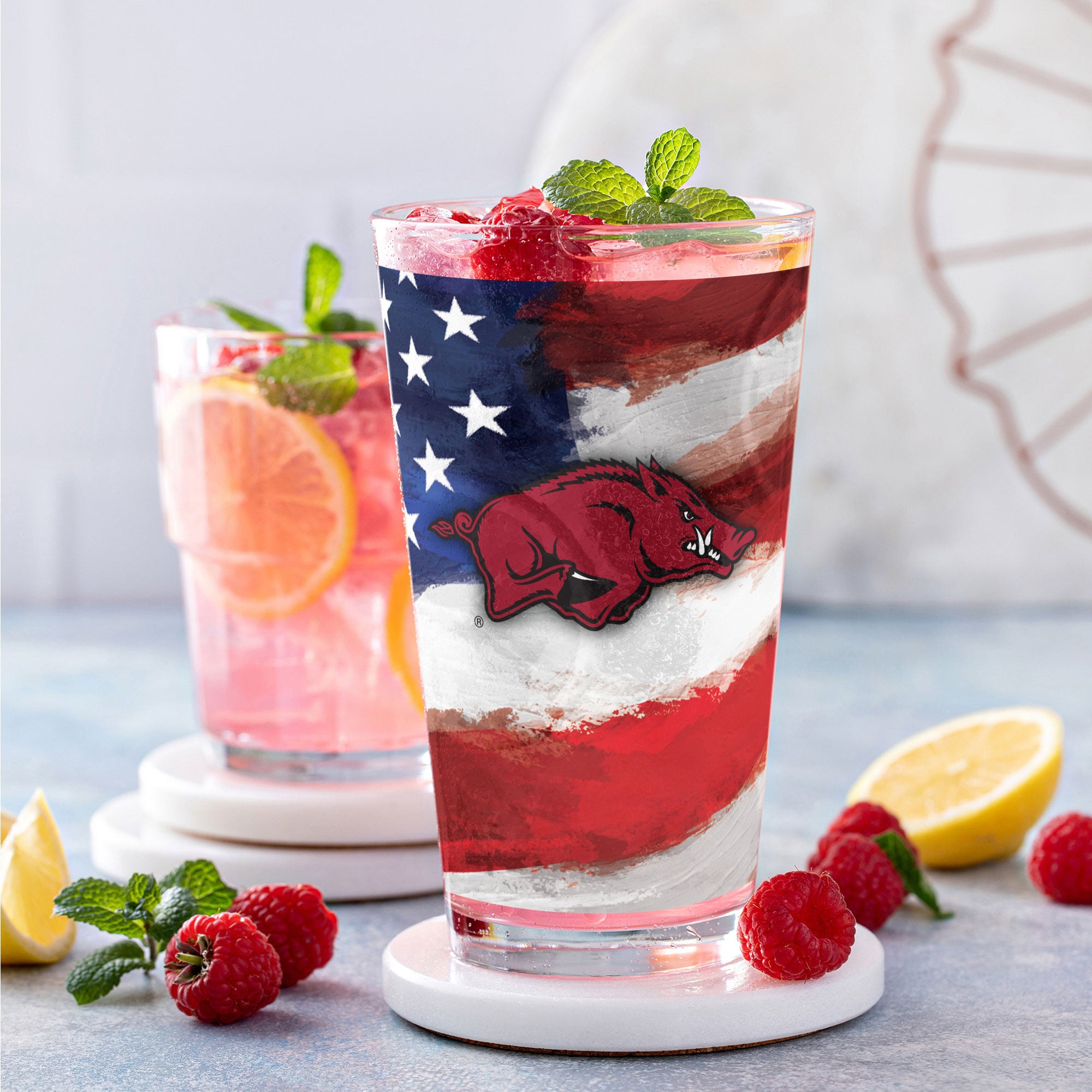 Arkansas Razorbacks Two-Pack 16oz. Americana Pint Glass Set
