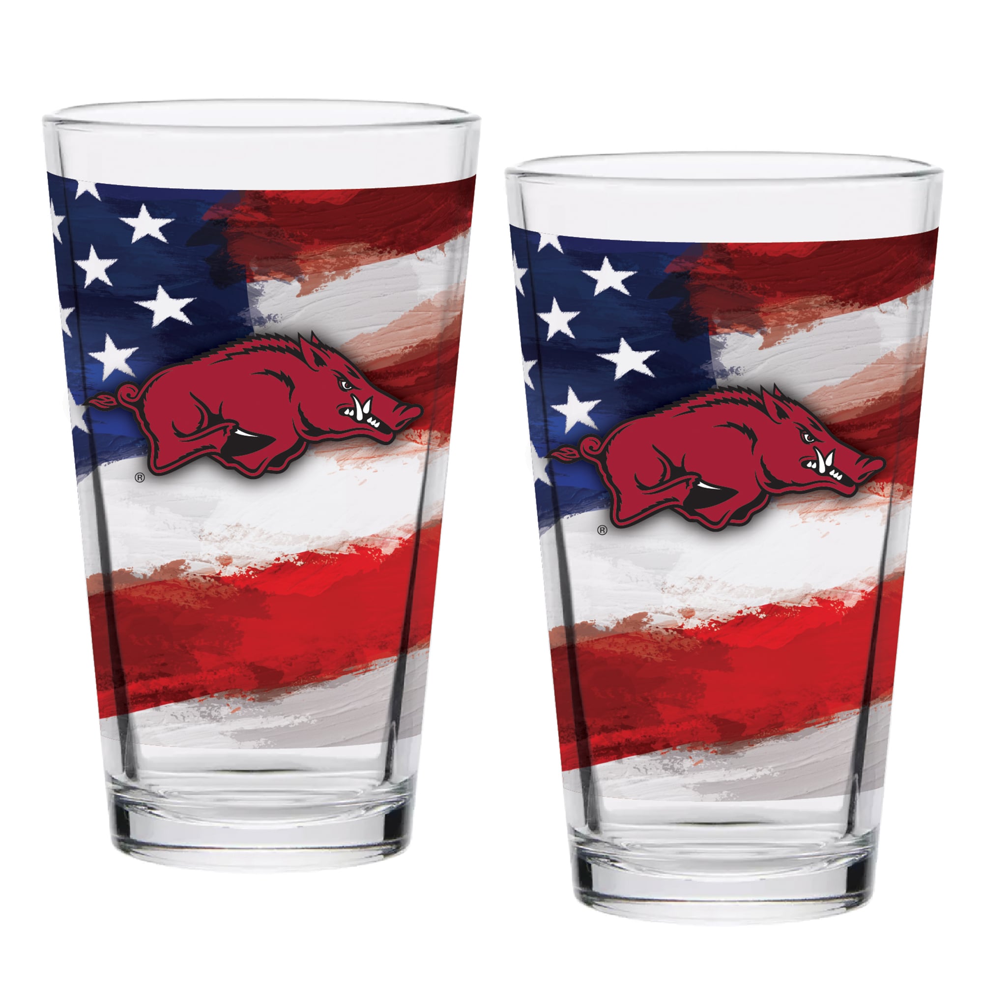 Arkansas Razorbacks  Two-Pack 16oz. Americana Pint Glass Set